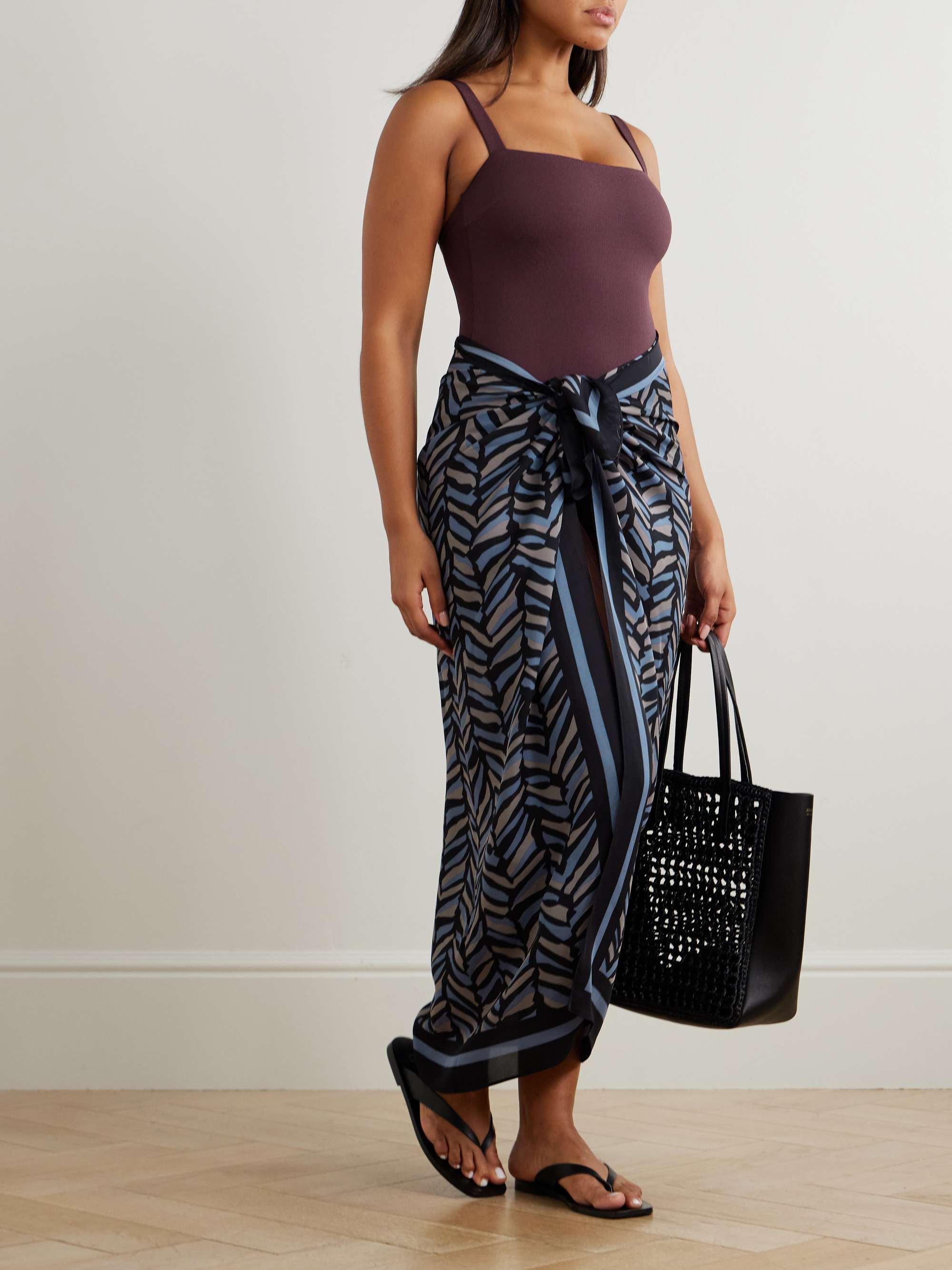 MATTEAU Printed silk-georgette pareo