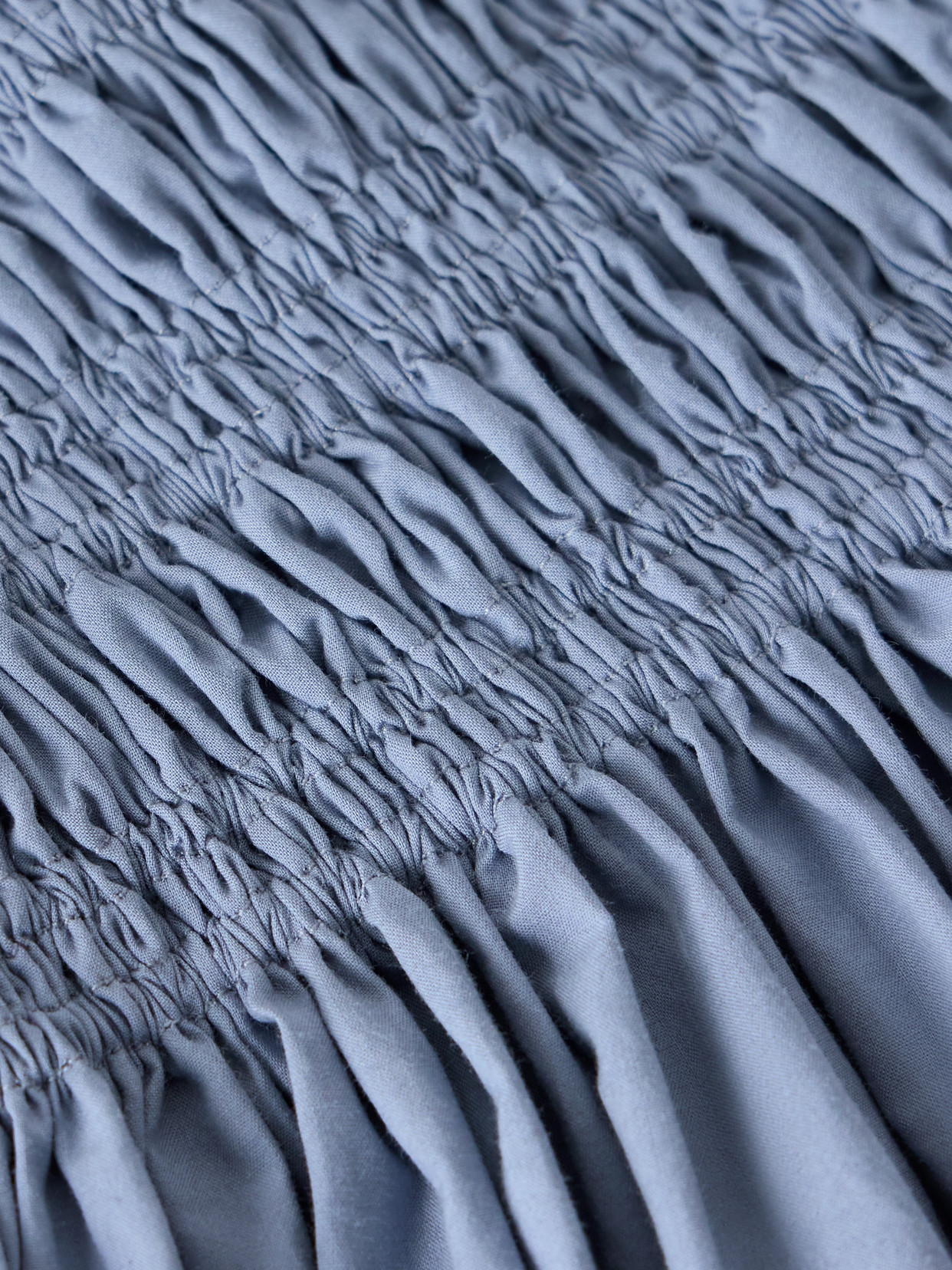 Matteau Shirred Organic Cotton Mini Dress In Blue