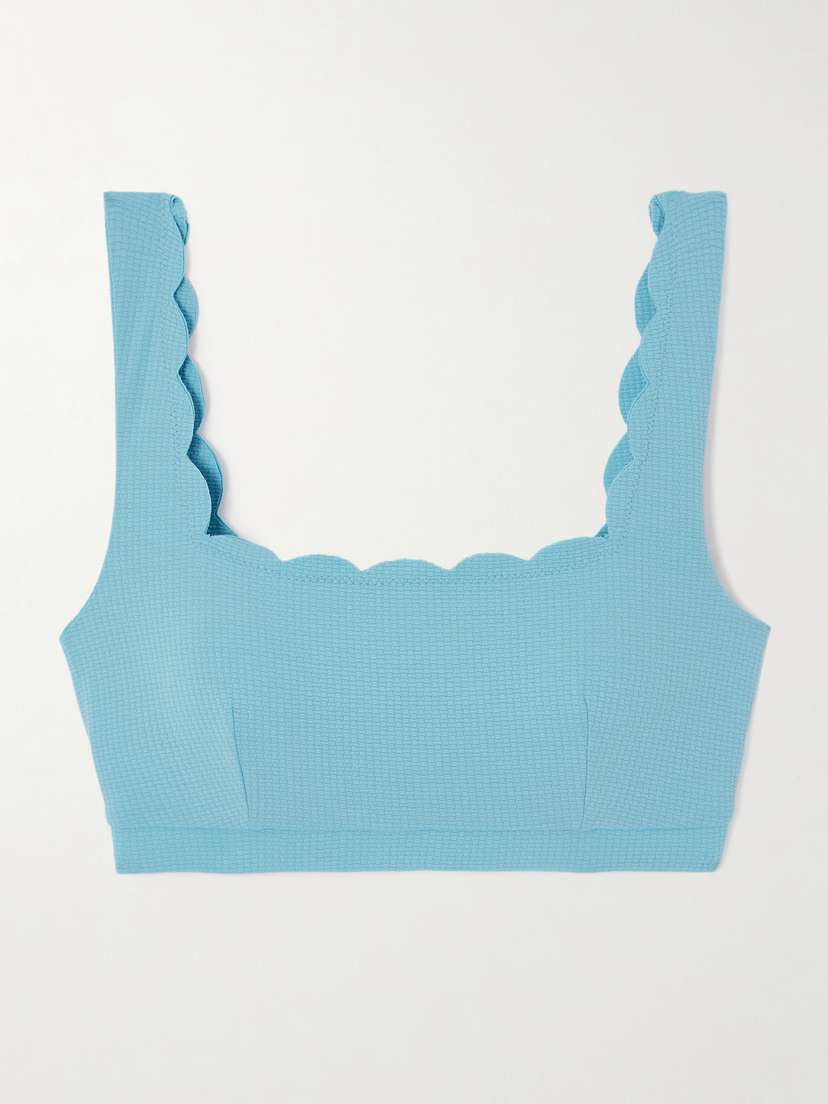 Marysia Palm Springs Scalloped Seersucker Bikini Top