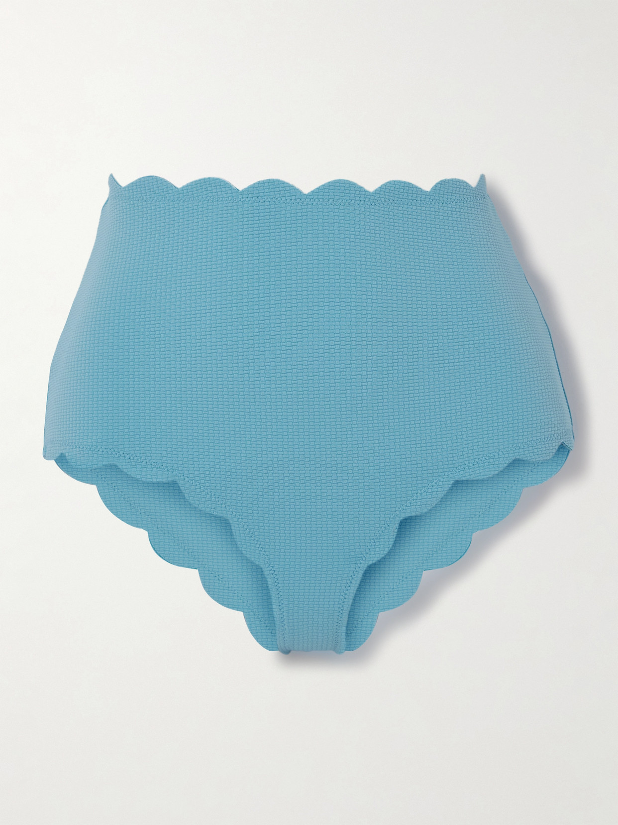 Marysia Santa Monica Scalloped Seersucker Bikini Brief In Blue