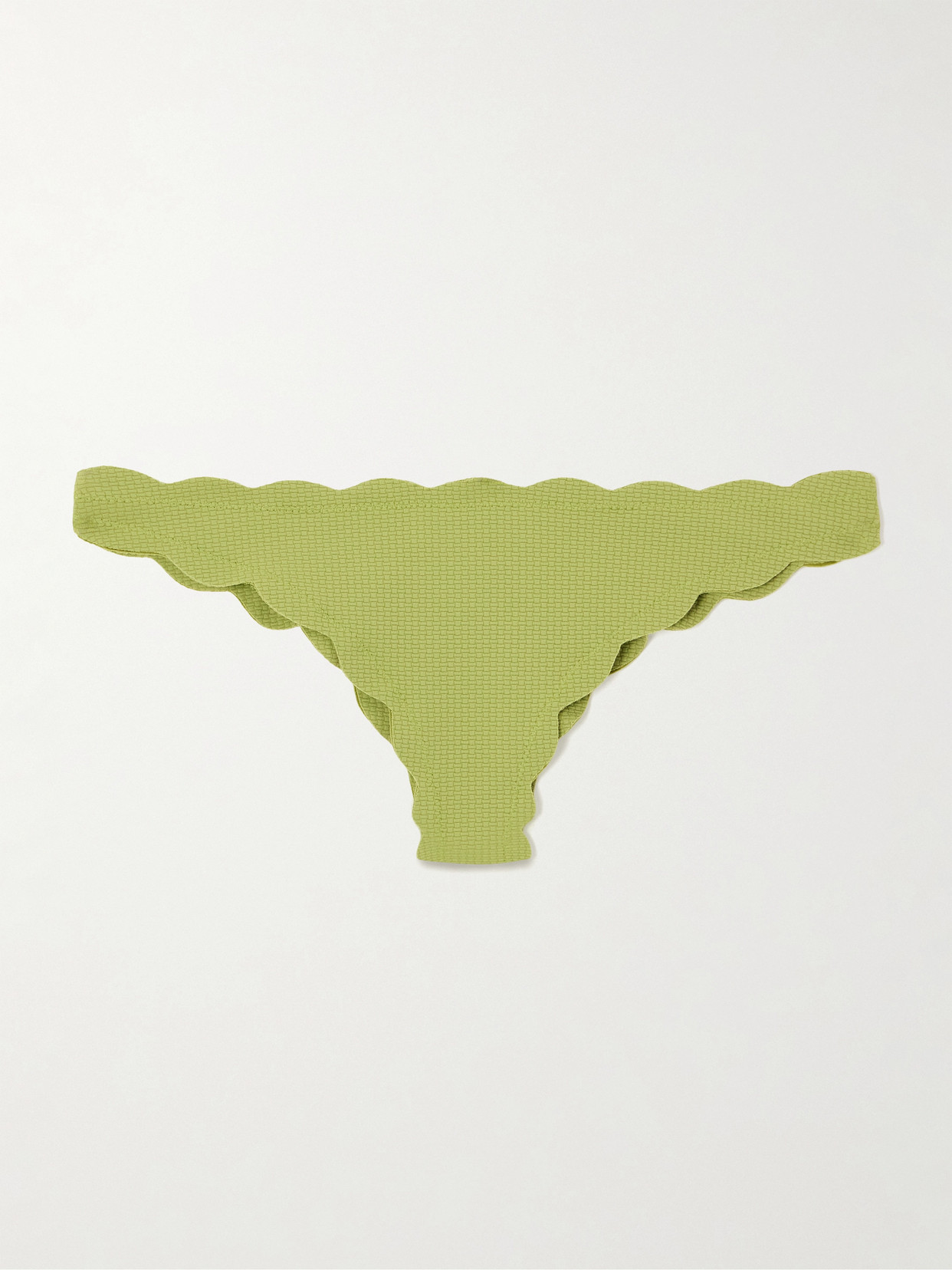 Marysia North Scalloped Seersucker Bikini Briefs In Green