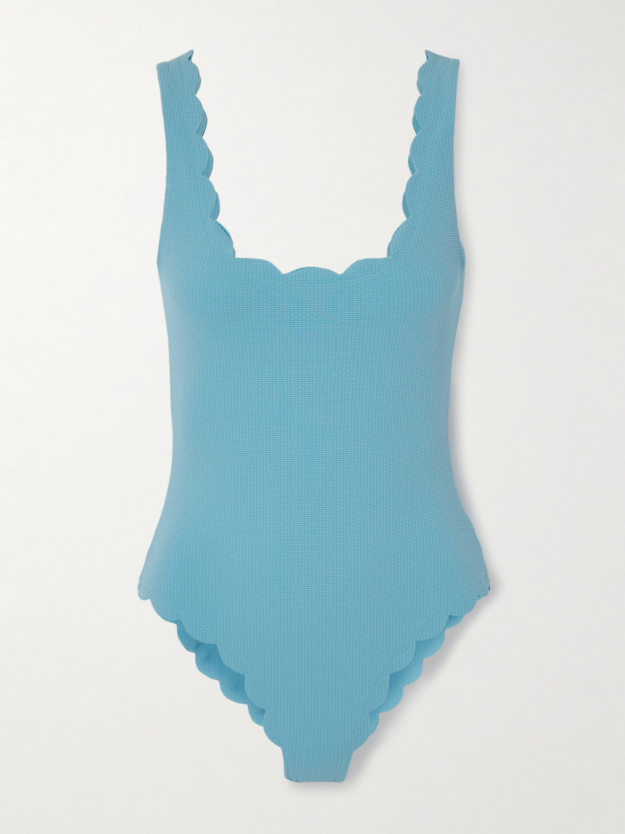 Marysia Palm Springs Scalloped Seersucker Swimsuit In Blue