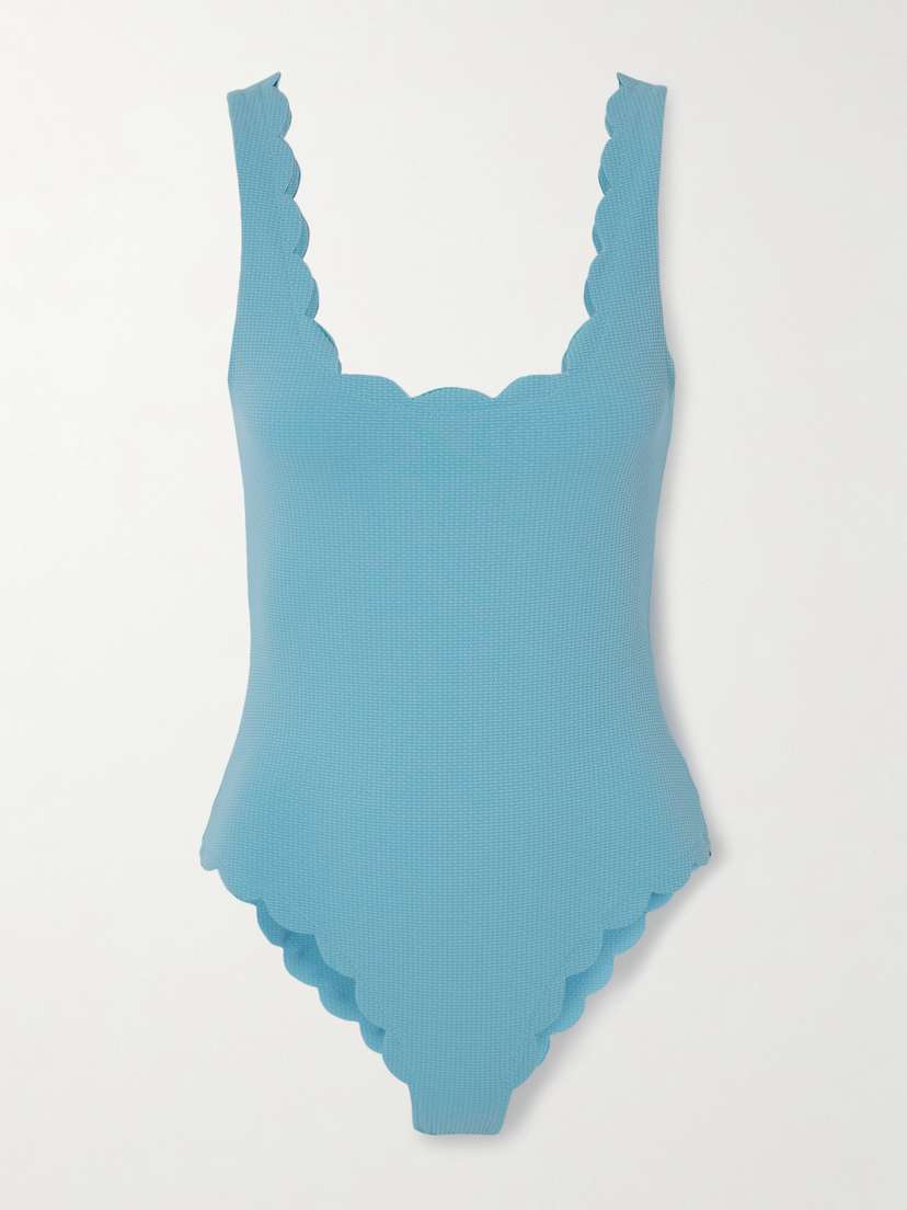 Marysia Palm Springs Scalloped Seersucker Swimsuit