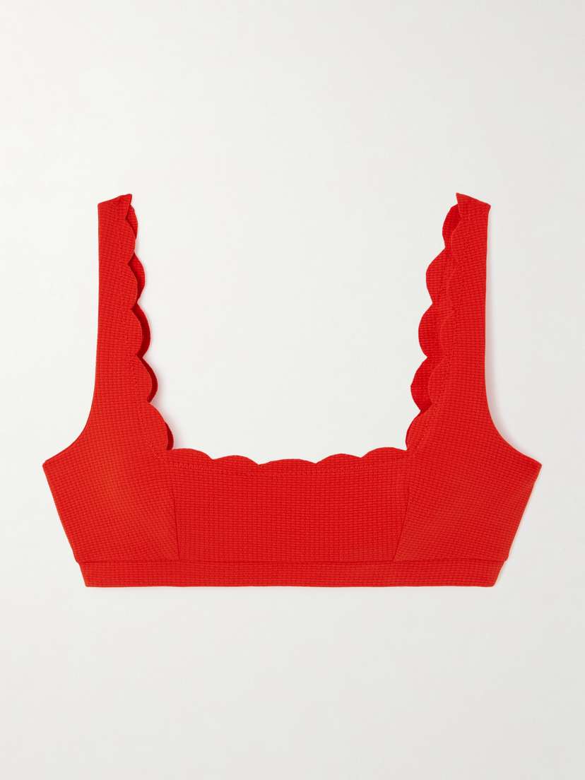 Marysia Palm Springs Scalloped Seersucker Bikini Top
