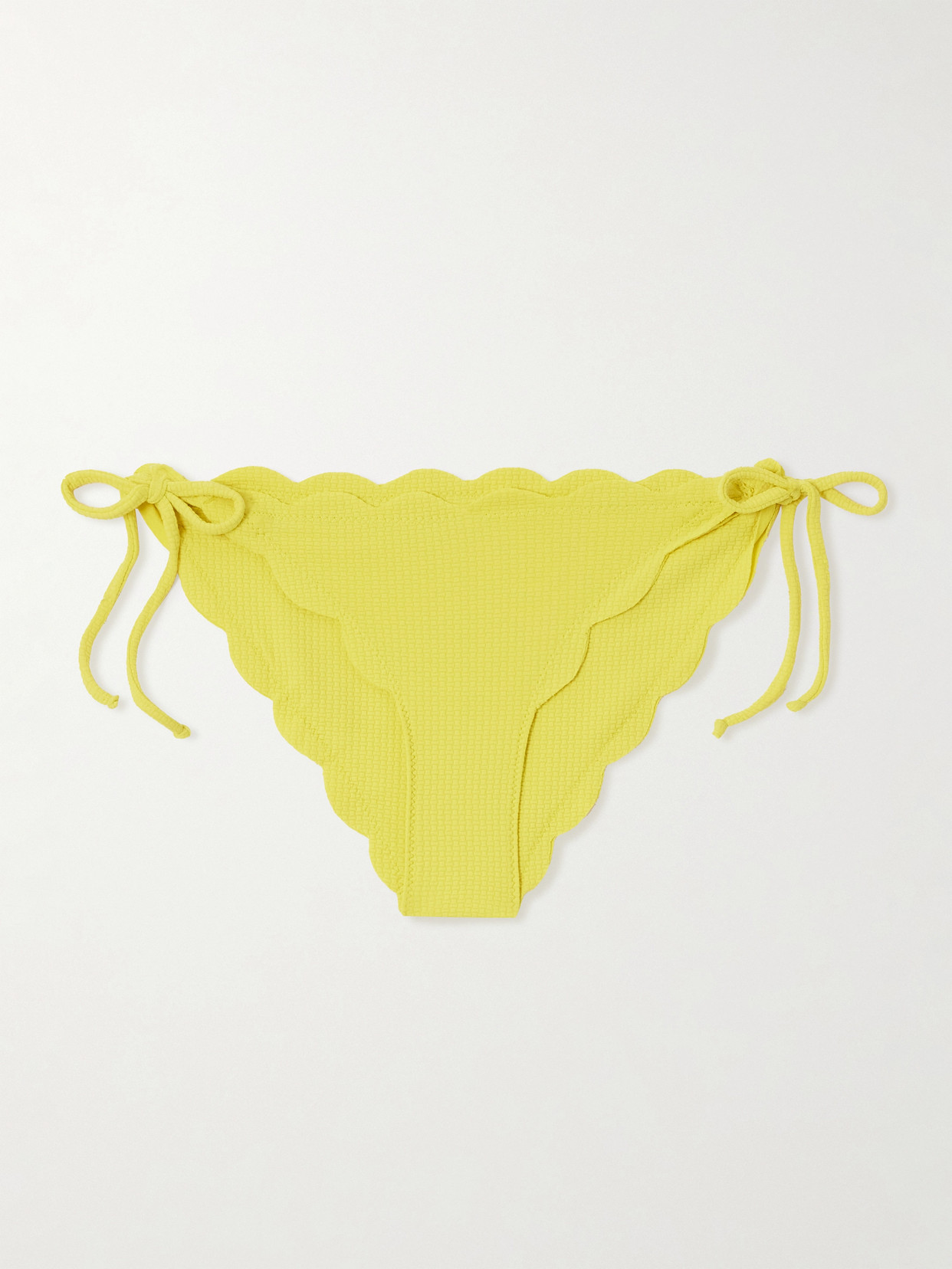 Marysia Mott Scalloped Seersucker Bikini Briefs In Yellow