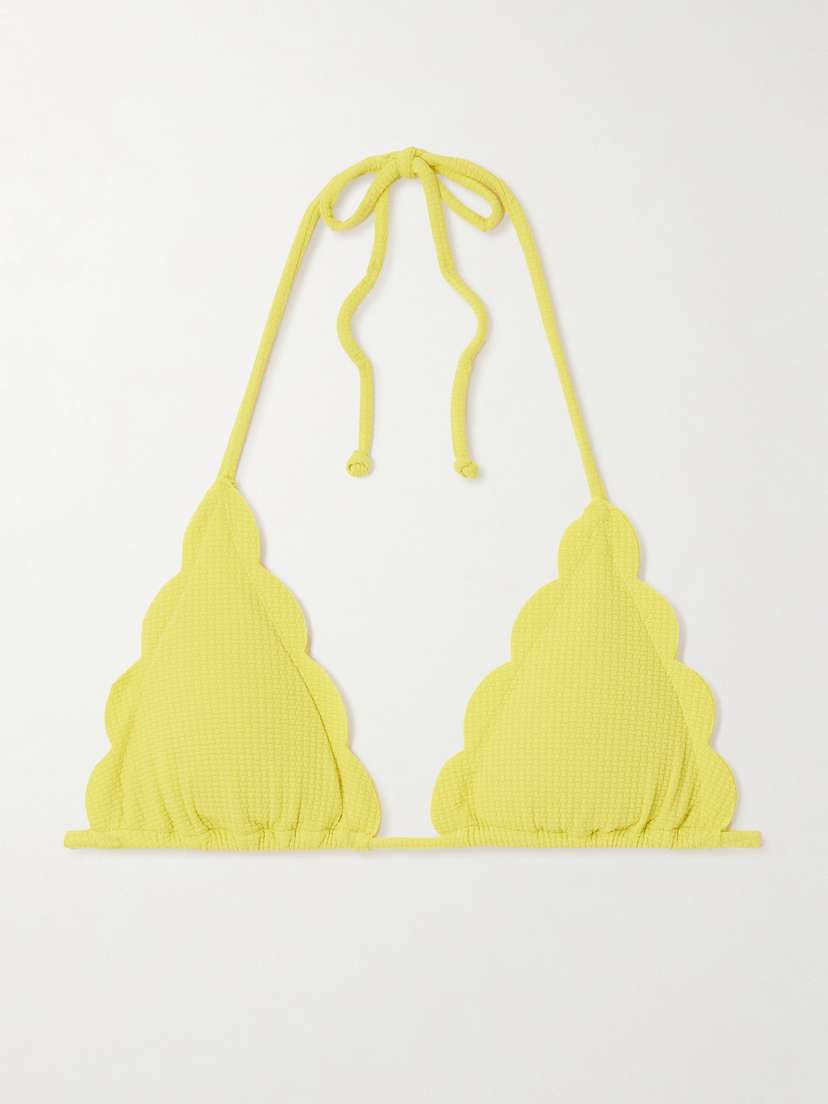 Marysia Broadway Scalloped Seersucker Triangle Bikini Top