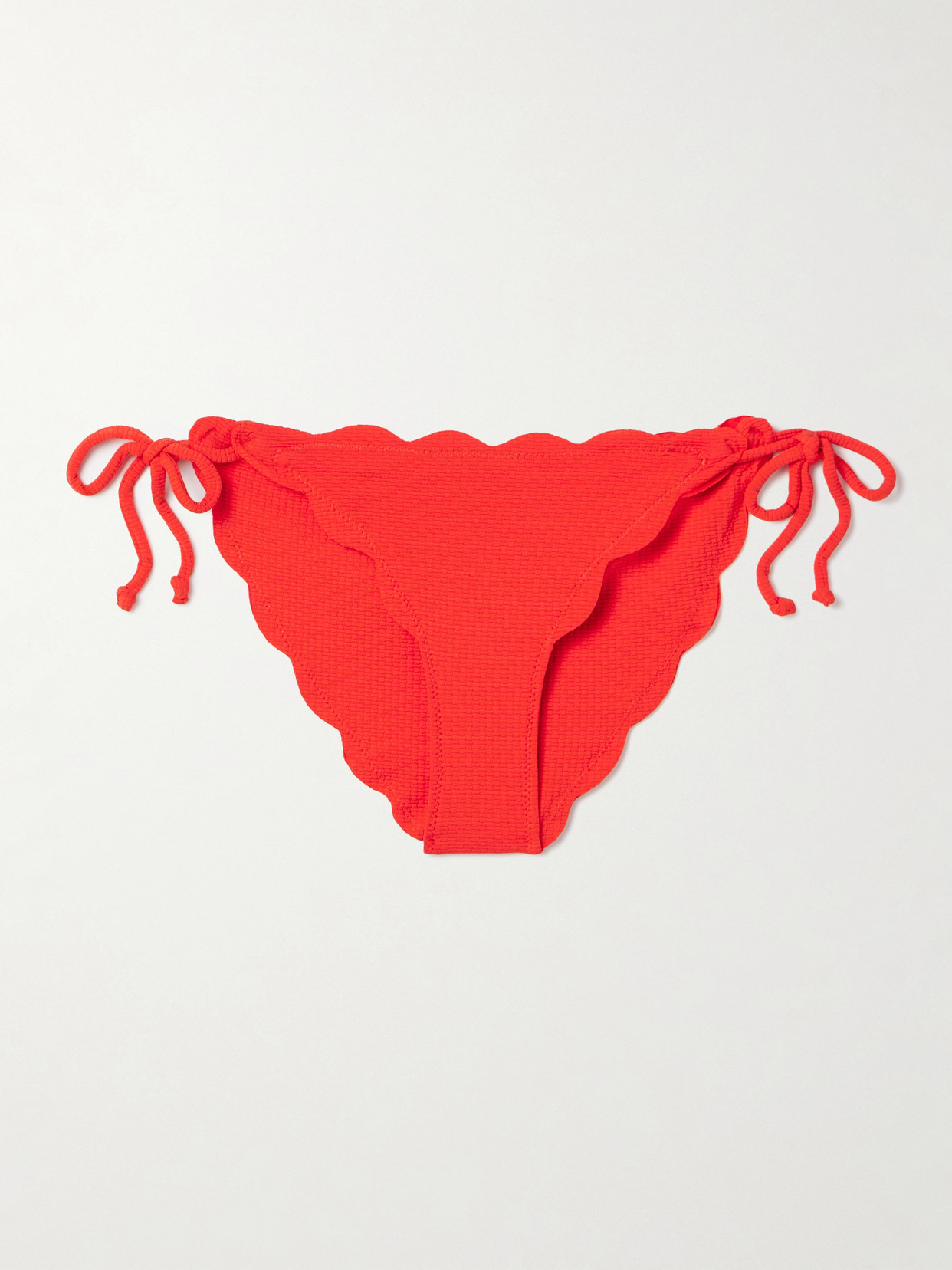 Marysia - Mott Scalloped Seersucker Bikini Briefs - Red