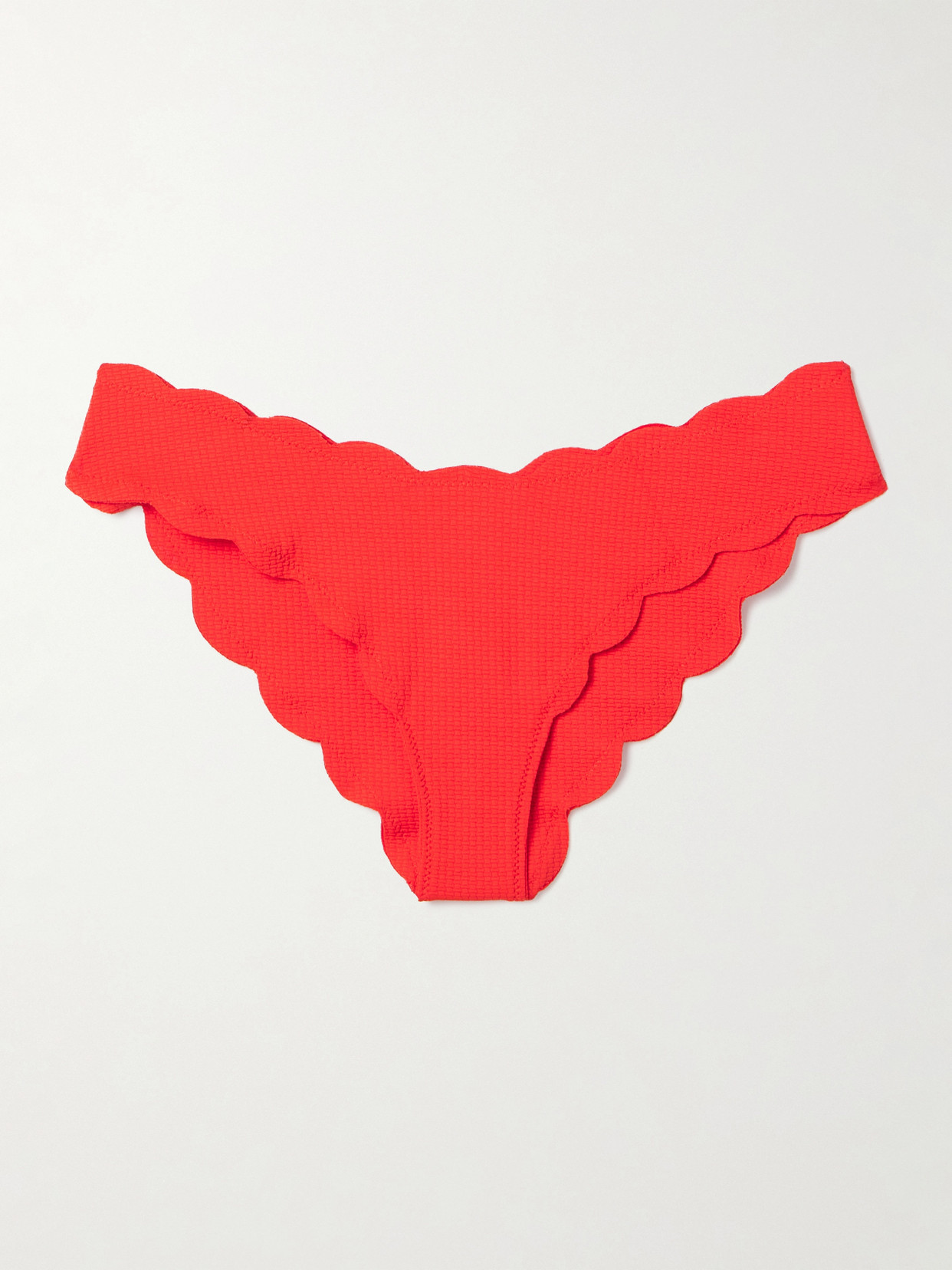 Marysia - Antibes Scalloped Seersucker Bikini Briefs - Red