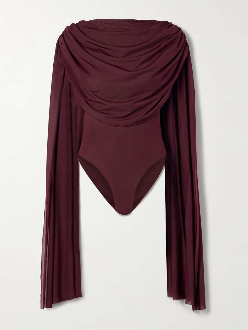 Maygel Coronel Burano Cape-effect Draped Stretch-jersey Bodysuit