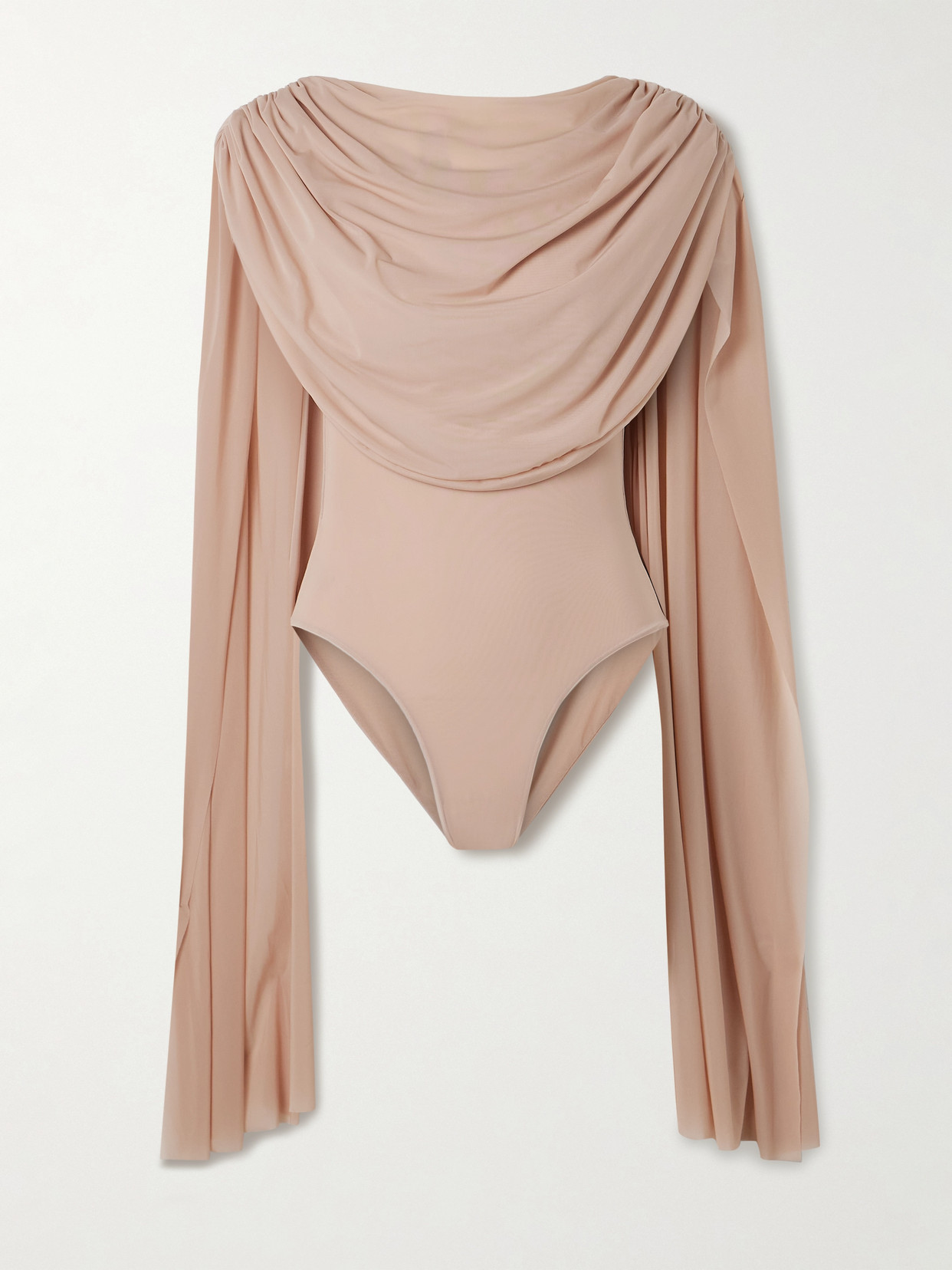 Maygel Coronel Burano Cape-effect Draped Stretch-jersey Bodysuit In Pink