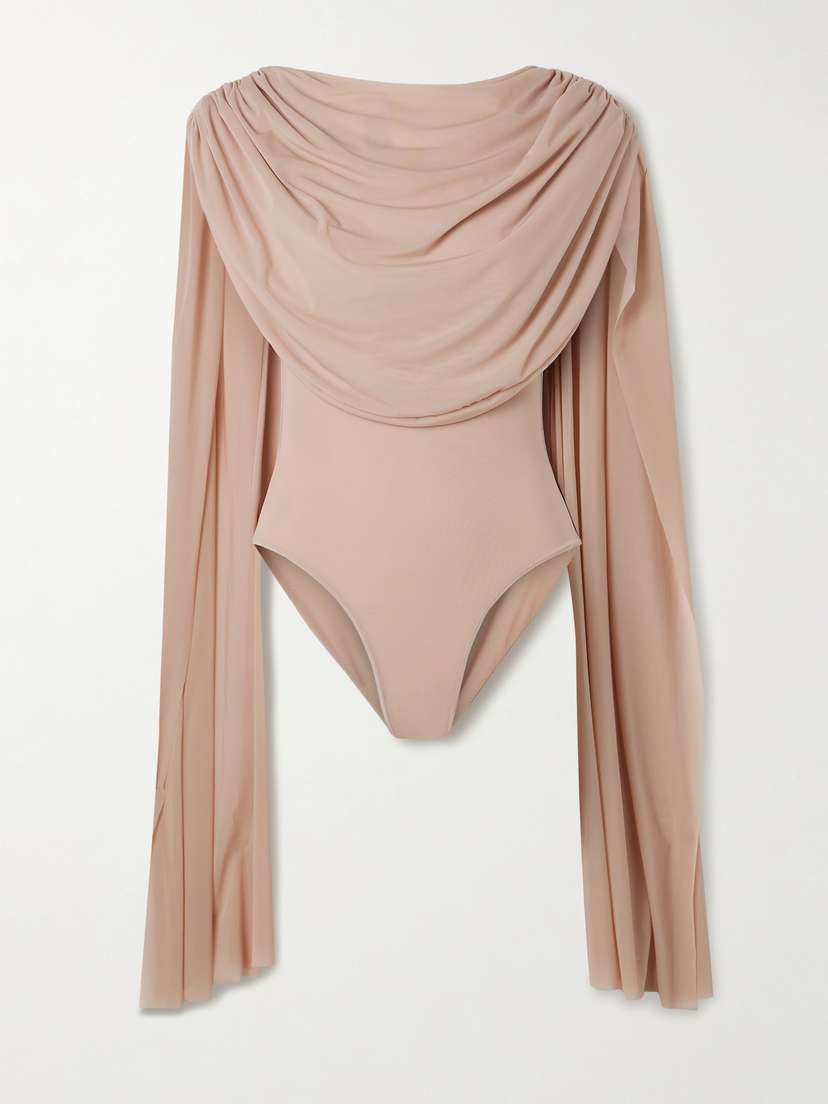 Maygel Coronel Burano Cape-effect Draped Stretch-jersey Bodysuit