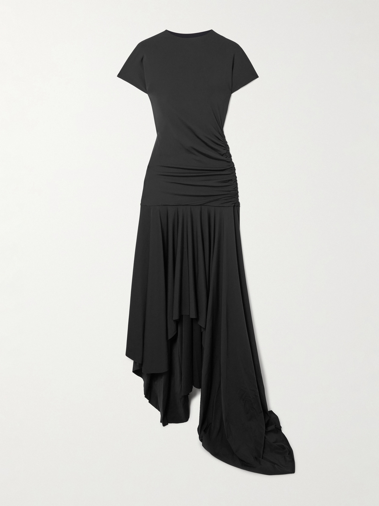 Maygel Coronel Cardozo Ruched Asymmetric Stretch-jersey Dress In Black