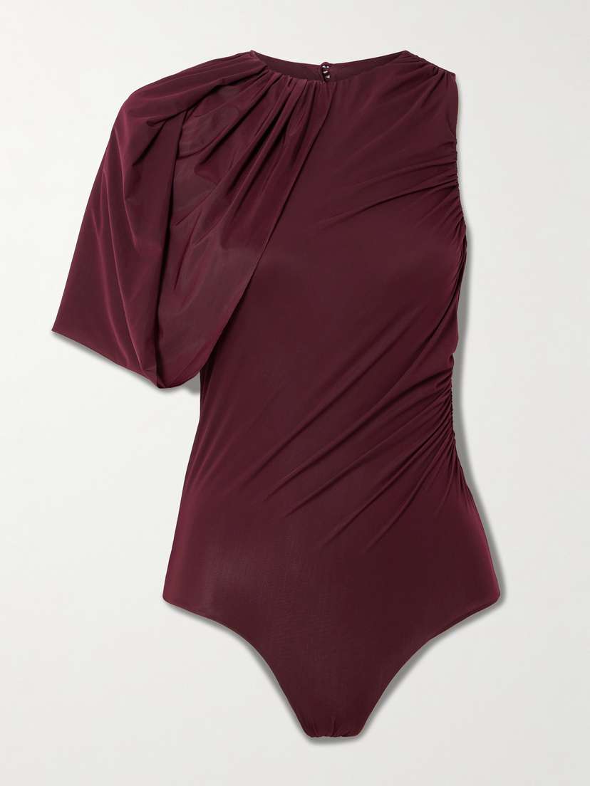 Maygel Coronel Carlos Gathered Stretch-mesh Bodysuit