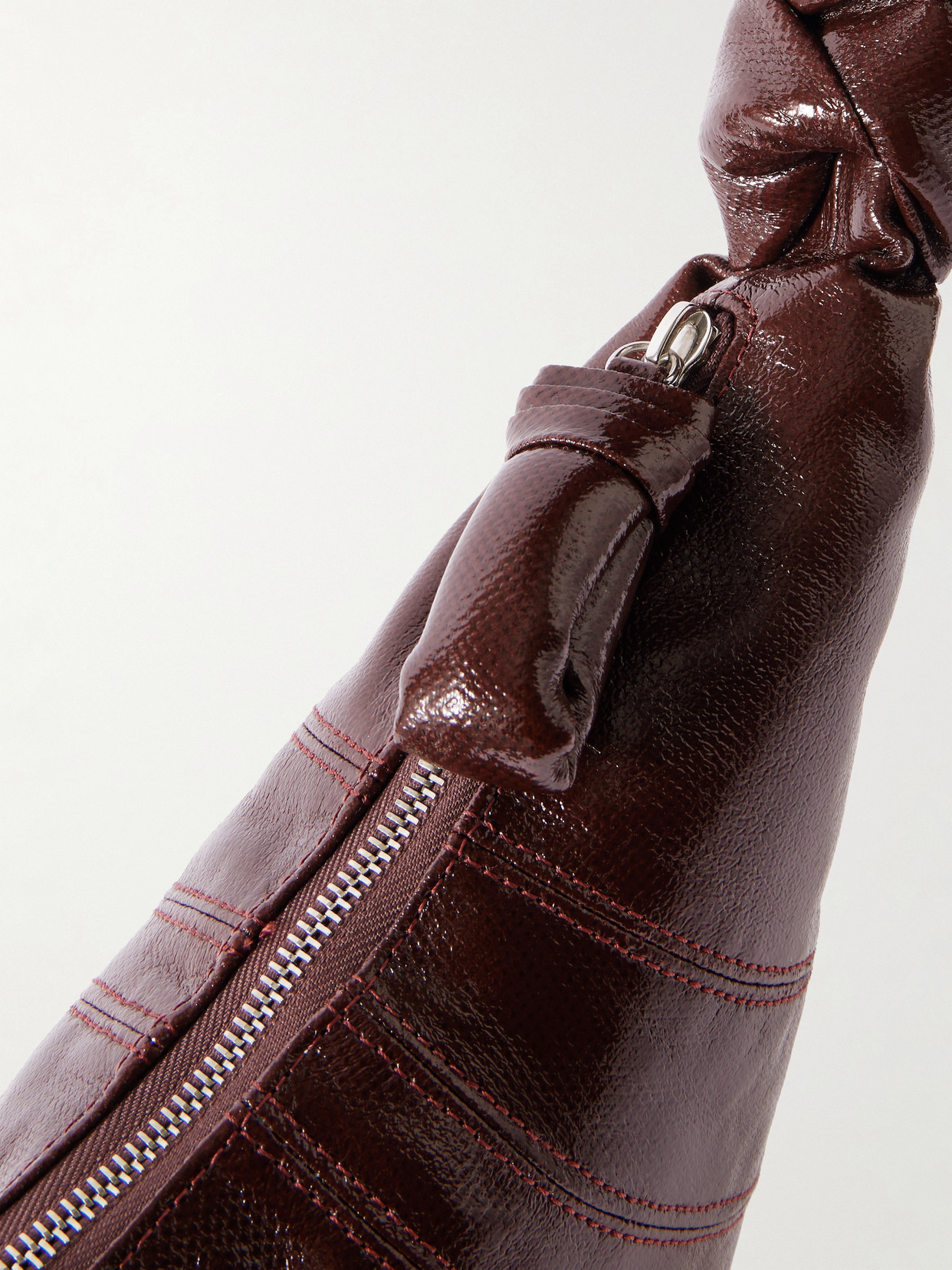 Lemaire Croissant Small Paneled Coated-canvas Shoulder Bag In Brown