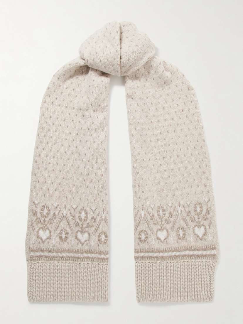 Khaite Lucerne Fair Isle Cashmere Scarf