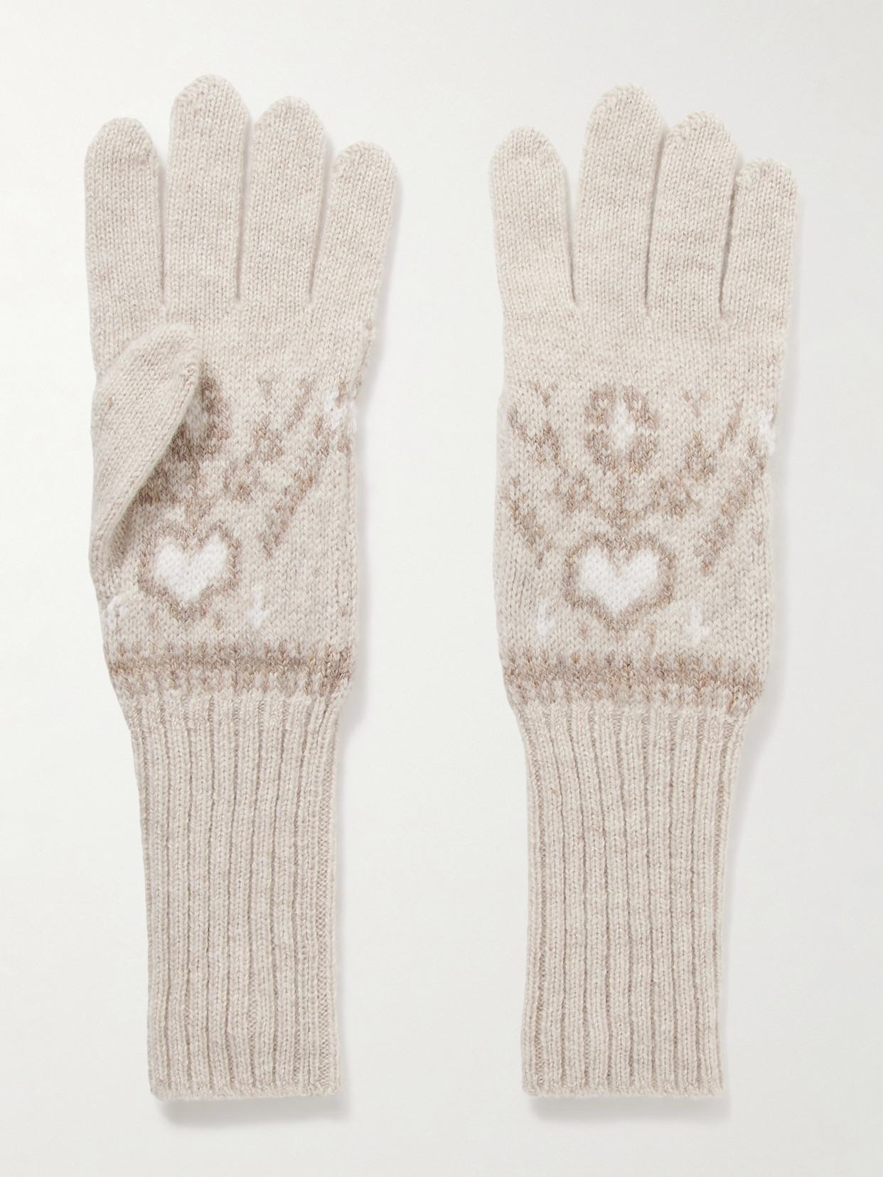 Khaite Domini Fair Isle Cashmere Gloves In Neutral
