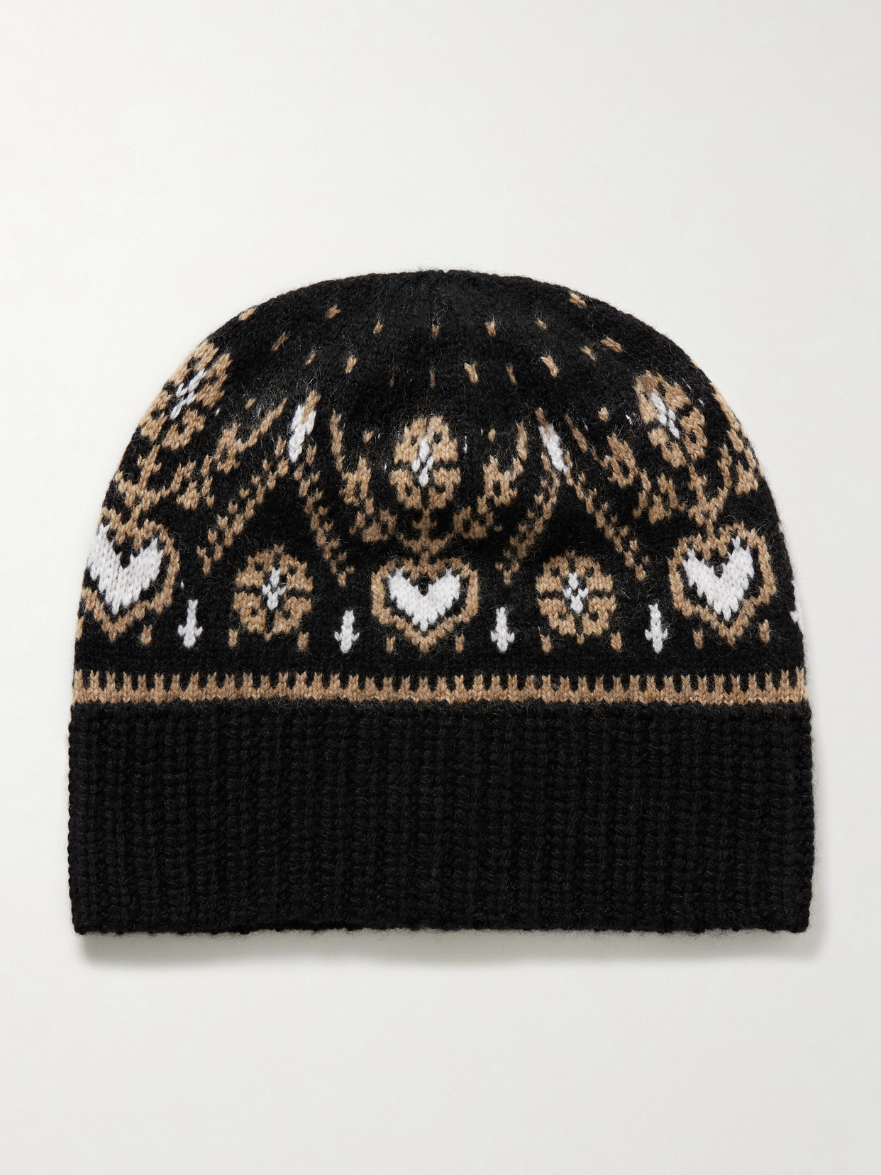 Khaite Avers Fair Isle Cashmere Beanie In Black