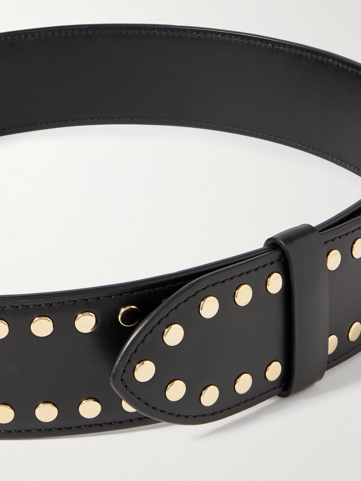 Khaite Theo Studded Leather Belt In Animal Print