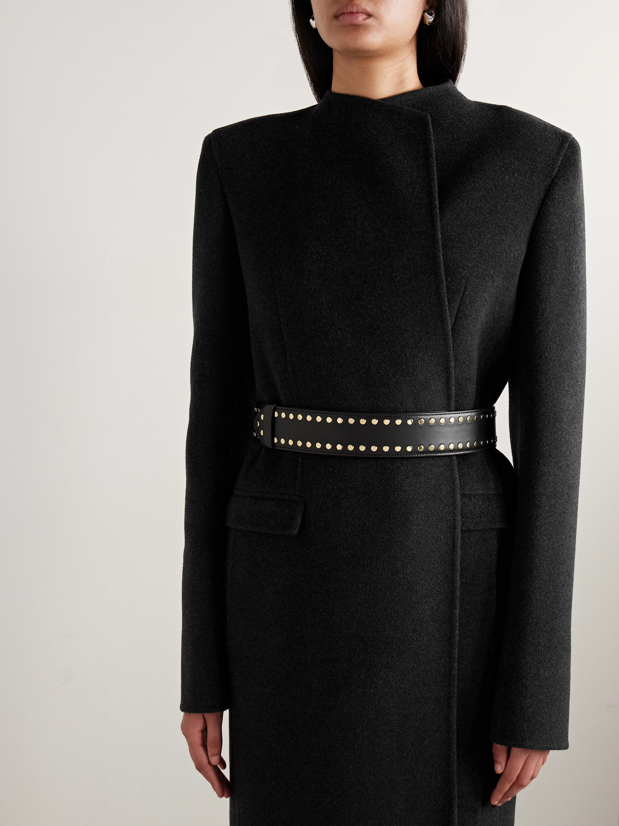 Khaite Theo Studded Leather Belt In Animal Print