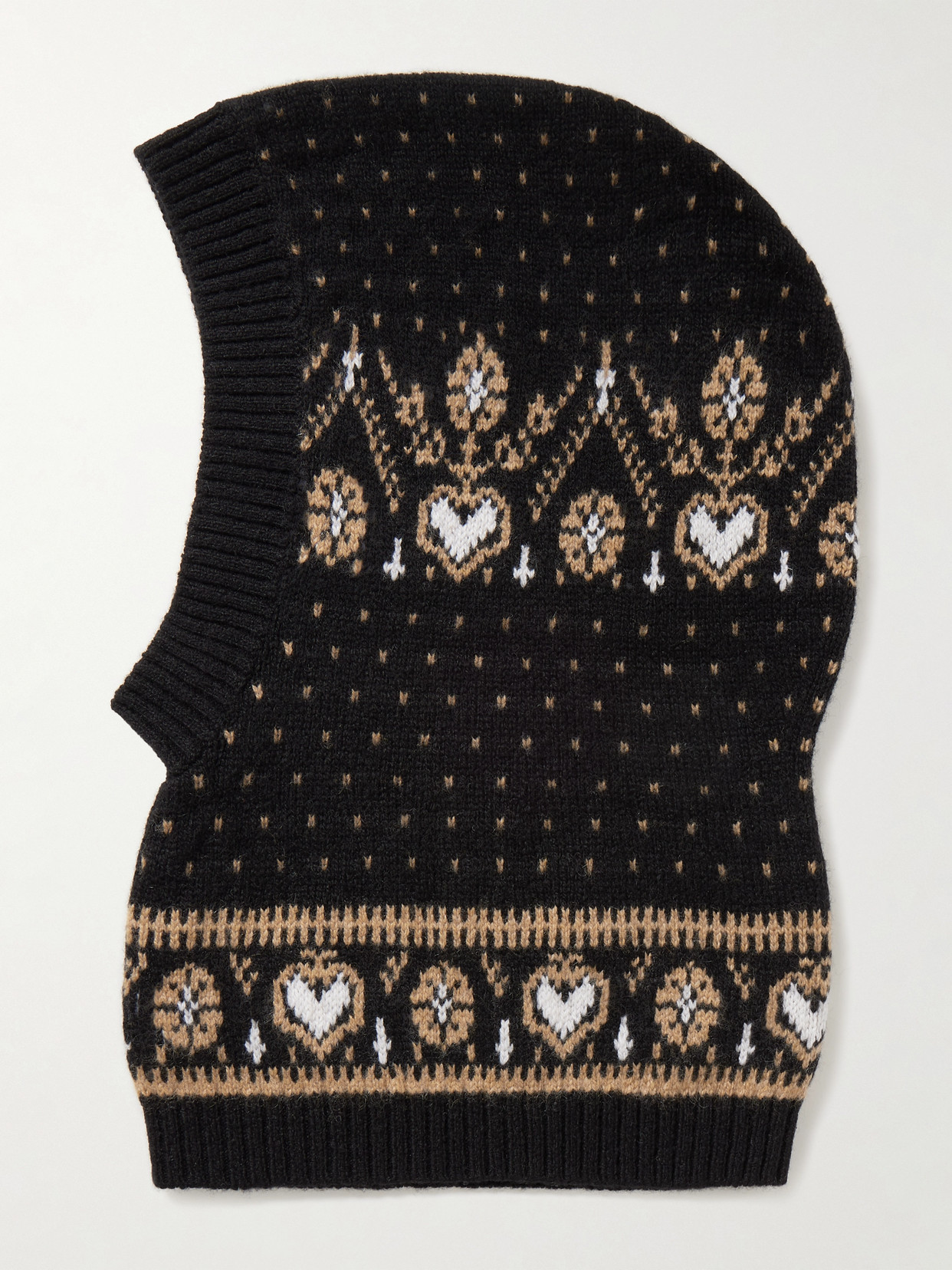 Khaite Caspian Fair Isle Cashmere Balaclava In Brown