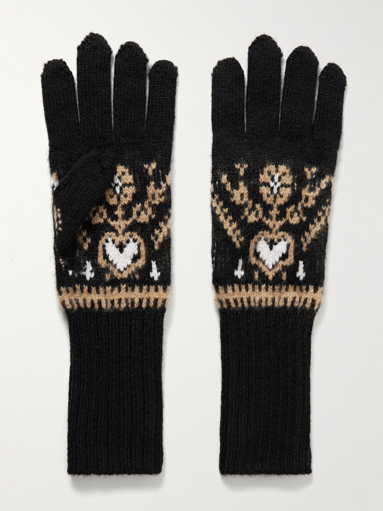 Khaite Domini Fair Isle Cashmere Gloves In Black