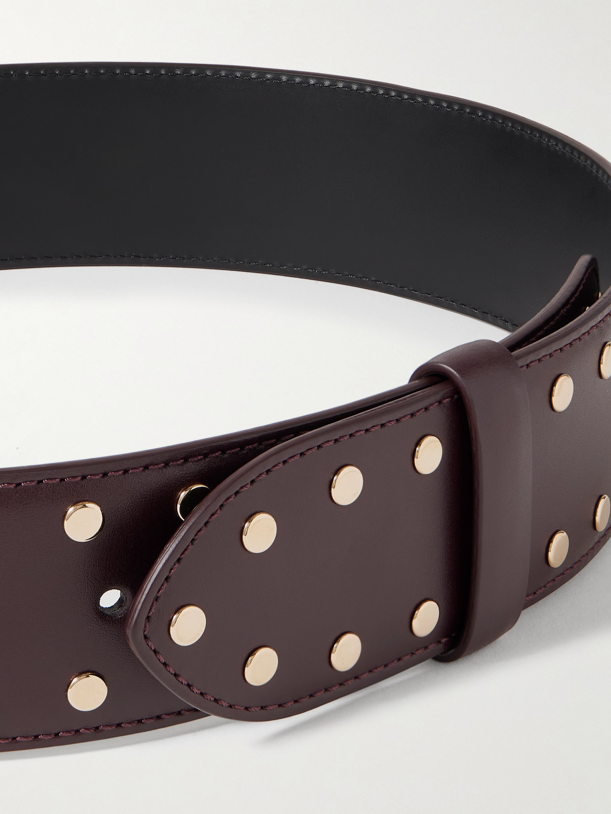 Khaite Theo Studded Leather Belt In Brown