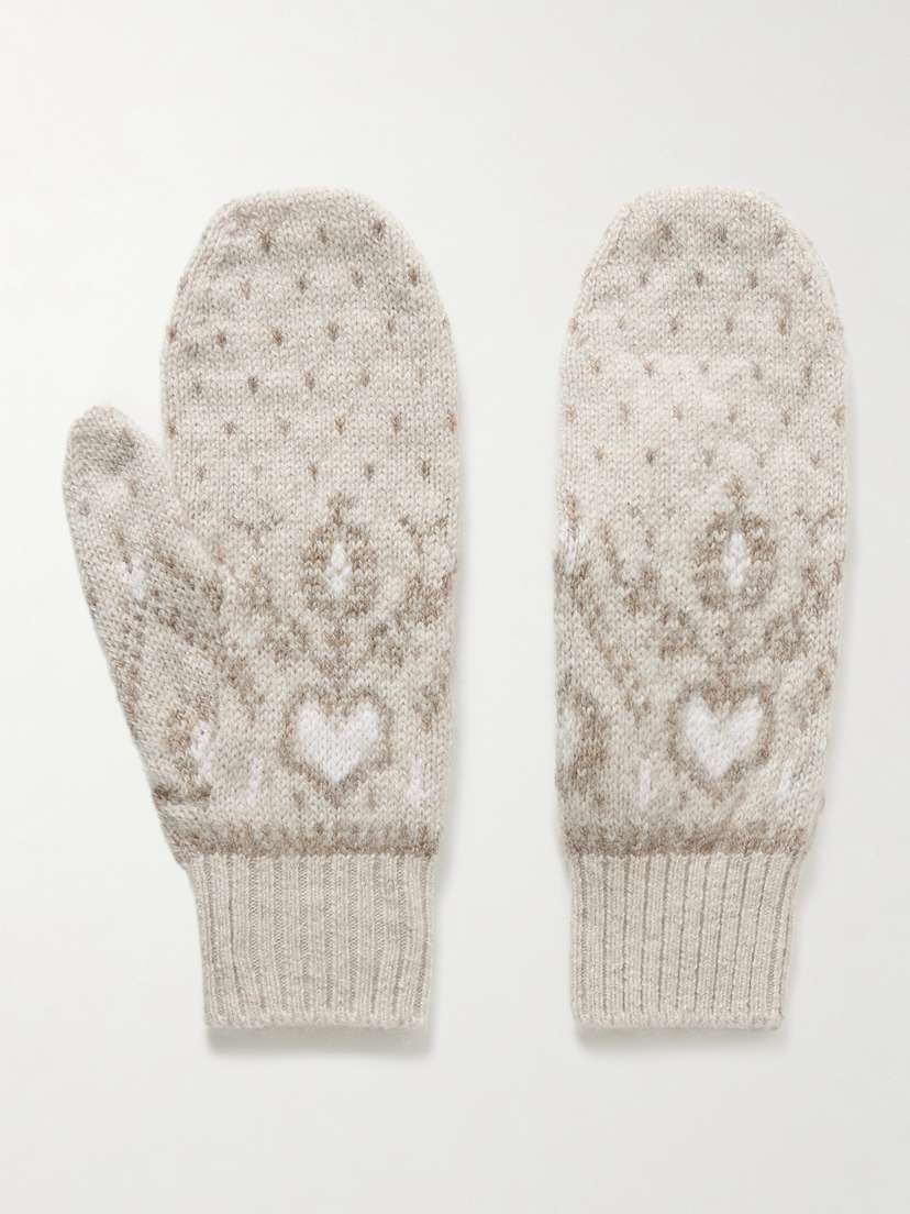 Khaite Christel Fair Isle Cashmere Mittens