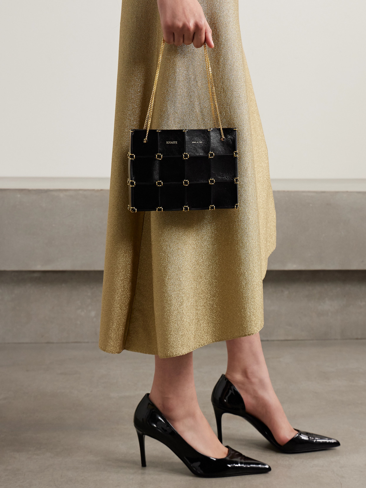 Khaite Emma Mini Embellished Leather Tote In Black