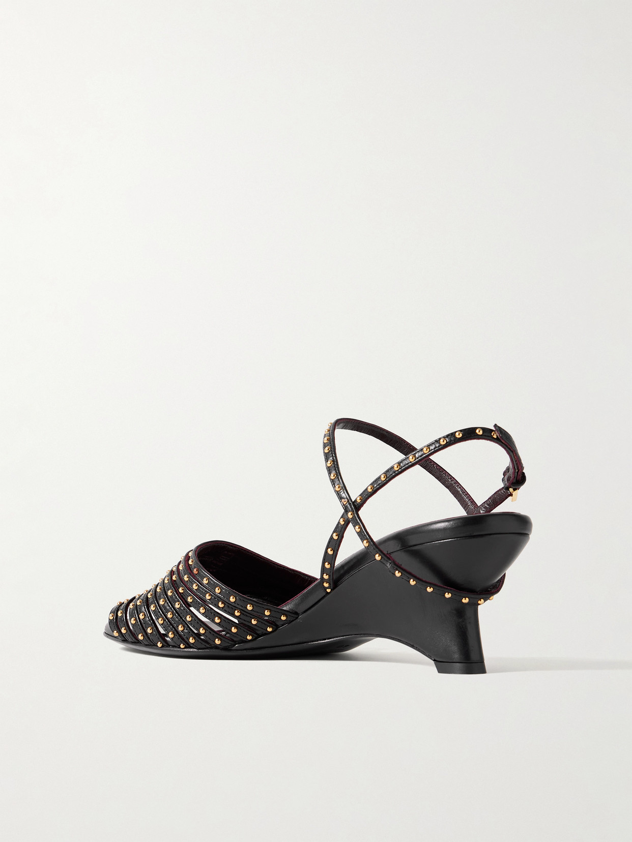 Drew Studded Glossed-Leather Sandals
