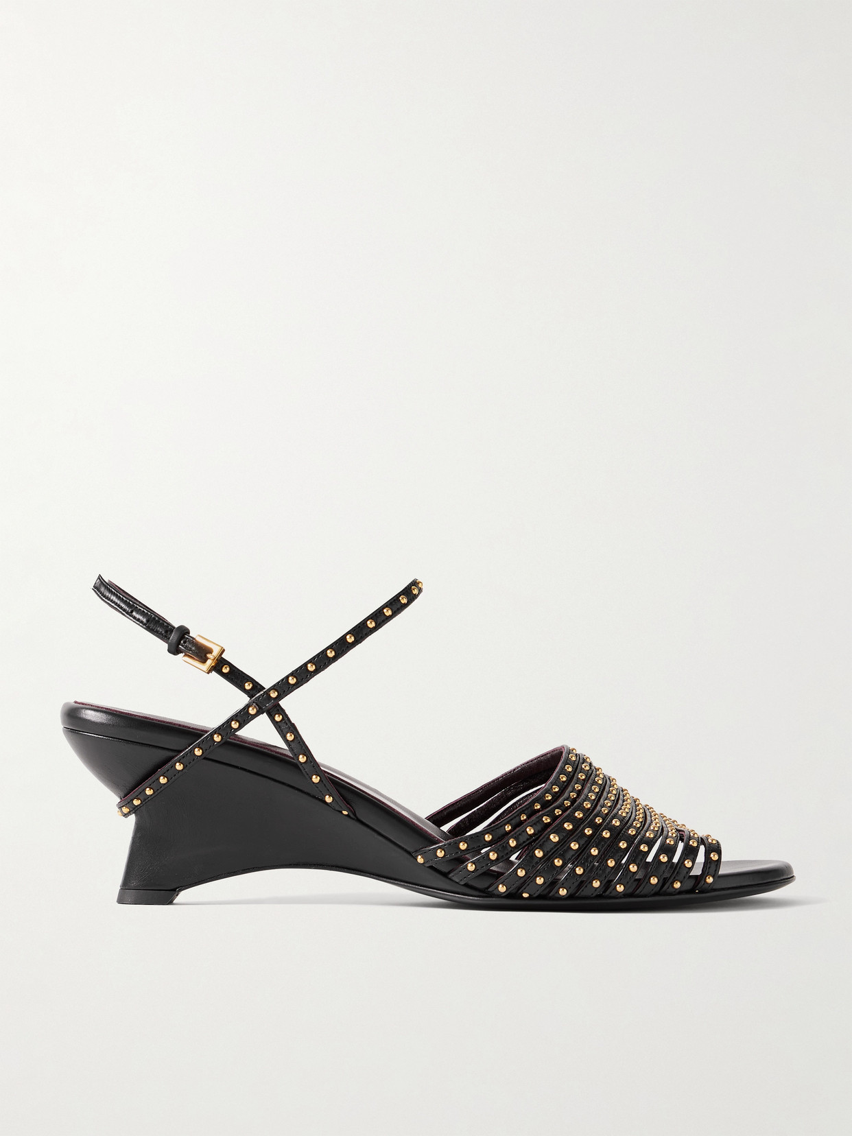 Drew Studded Glossed-Leather Sandals