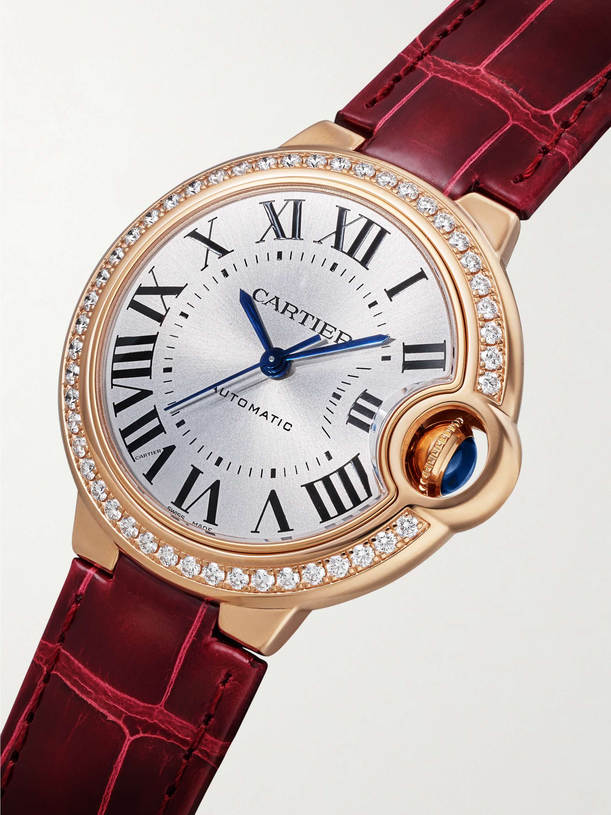 CARTIER Ballon Bleu de Cartier Automatic 33mm 18-karat rose gold, alligator and diamond watch