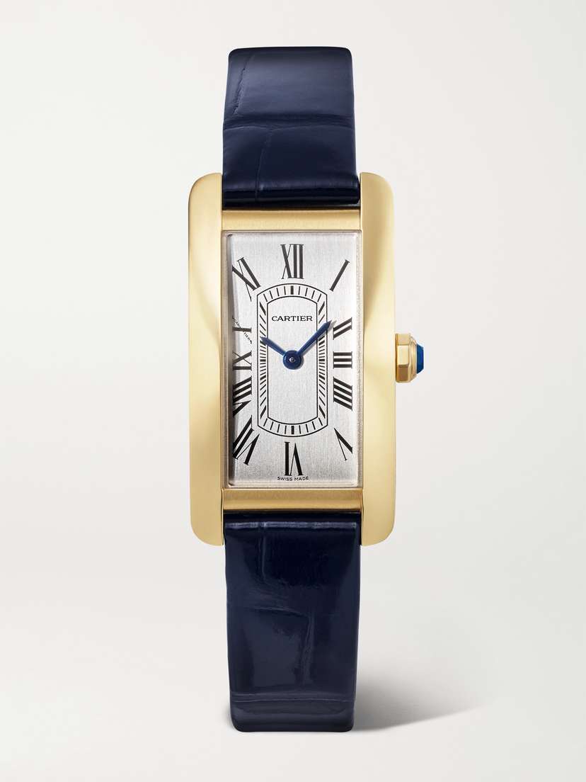 Cartier Tank Américaine 35mm Mini 18-karat Gold And Alligator Watch