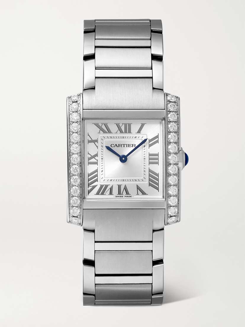 Cartier Tank Française 32mm Medium Stainless Steel And Diamond Watch