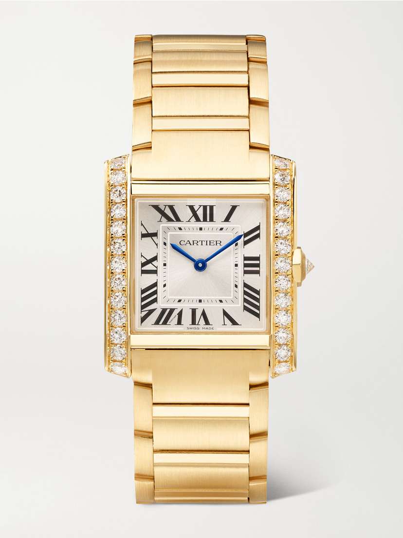 Cartier Tank Française 32mm Medium 18-karat Gold And Diamond Watch