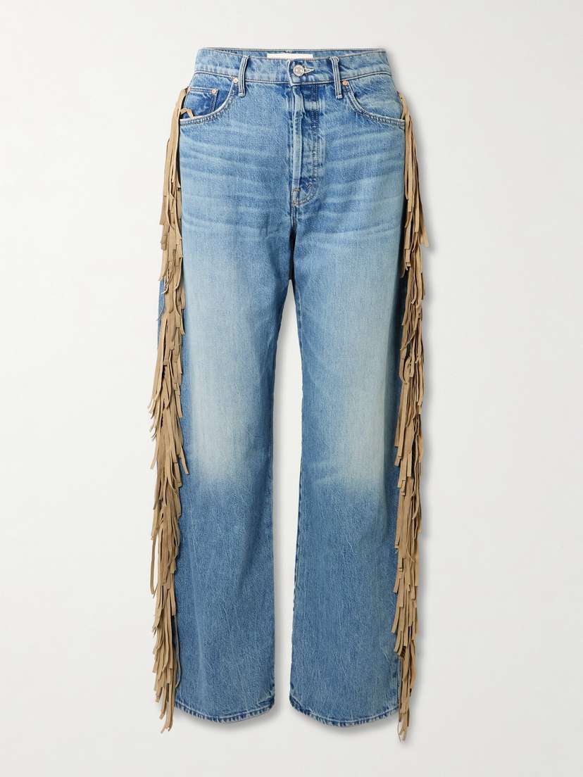 Mother Fringe Half-pipe Sneak High-rise Barrel-leg Jeans