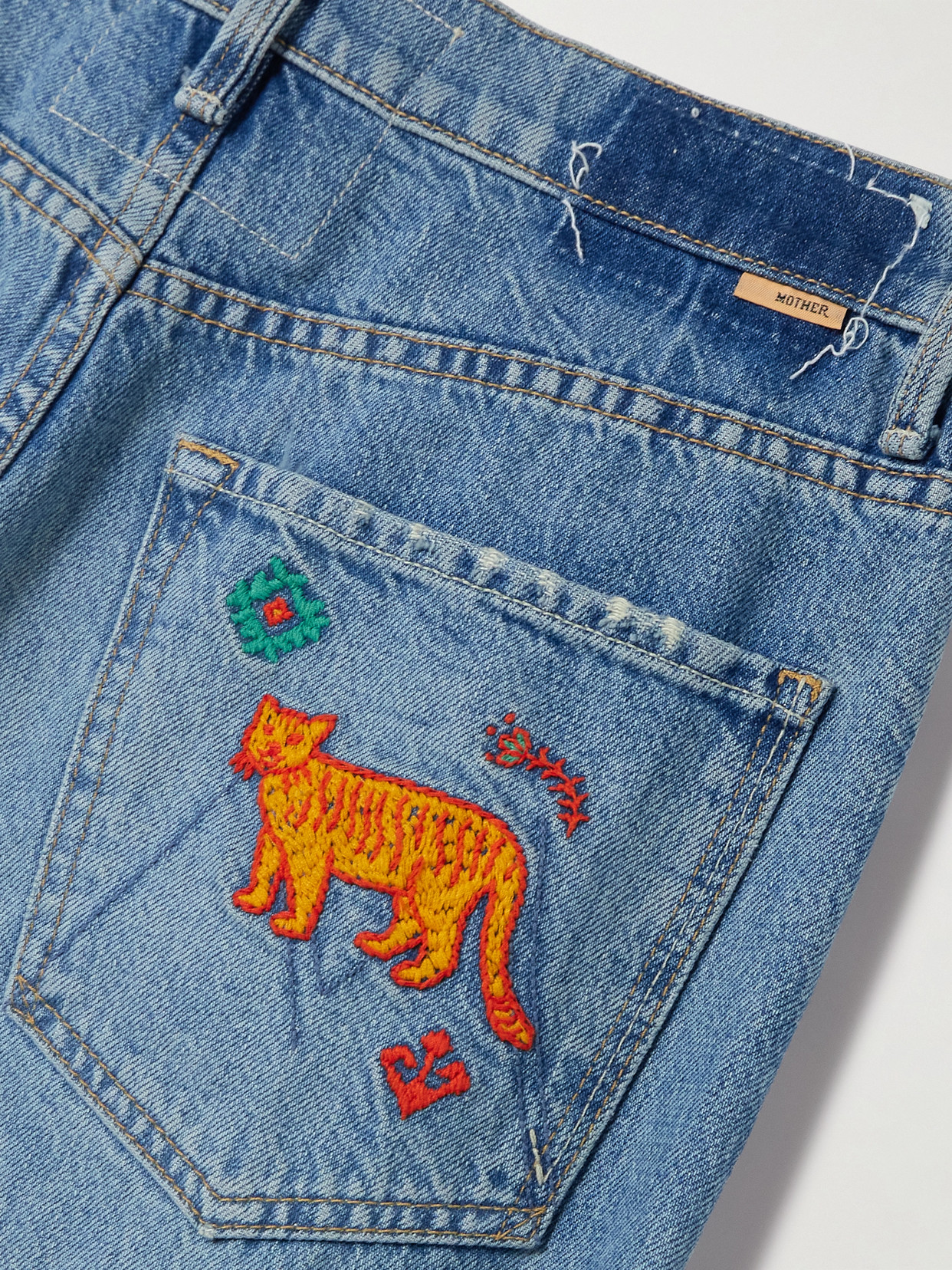 The Dodger Flood Embroidered Mid-Rise Straight-Leg Jeans
