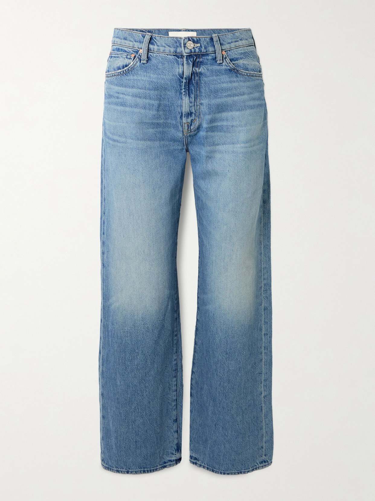 Mother The Dodger Flood Embroidered Mid-rise Straight-leg Jeans In Blue