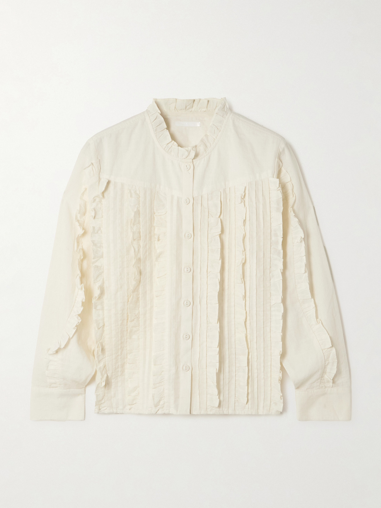 Mother The Shakespeare In The Park Ruffled Pintucked Embroidered Cotton-voile Blouse In White