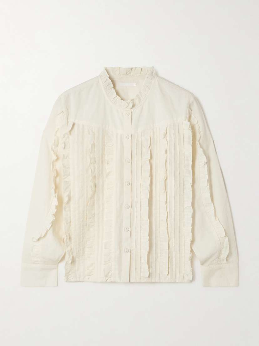 Mother The Shakespeare In The Park Ruffled Pintucked Embroidered Cotton-voile Blouse