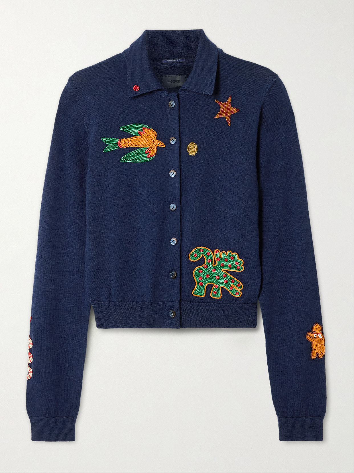 Mother The Racquet Bead-embellished Wool Cardigan In Blue