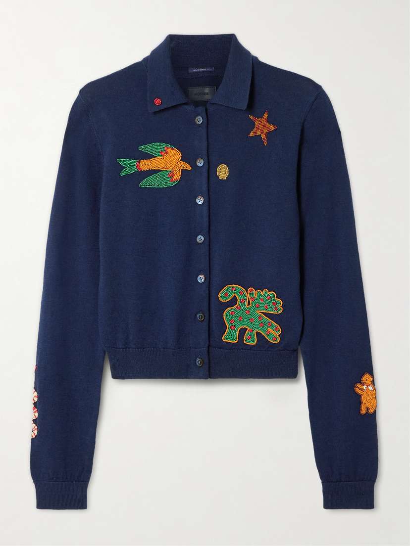 Mother The Racquet Bead-embellished Wool Cardigan