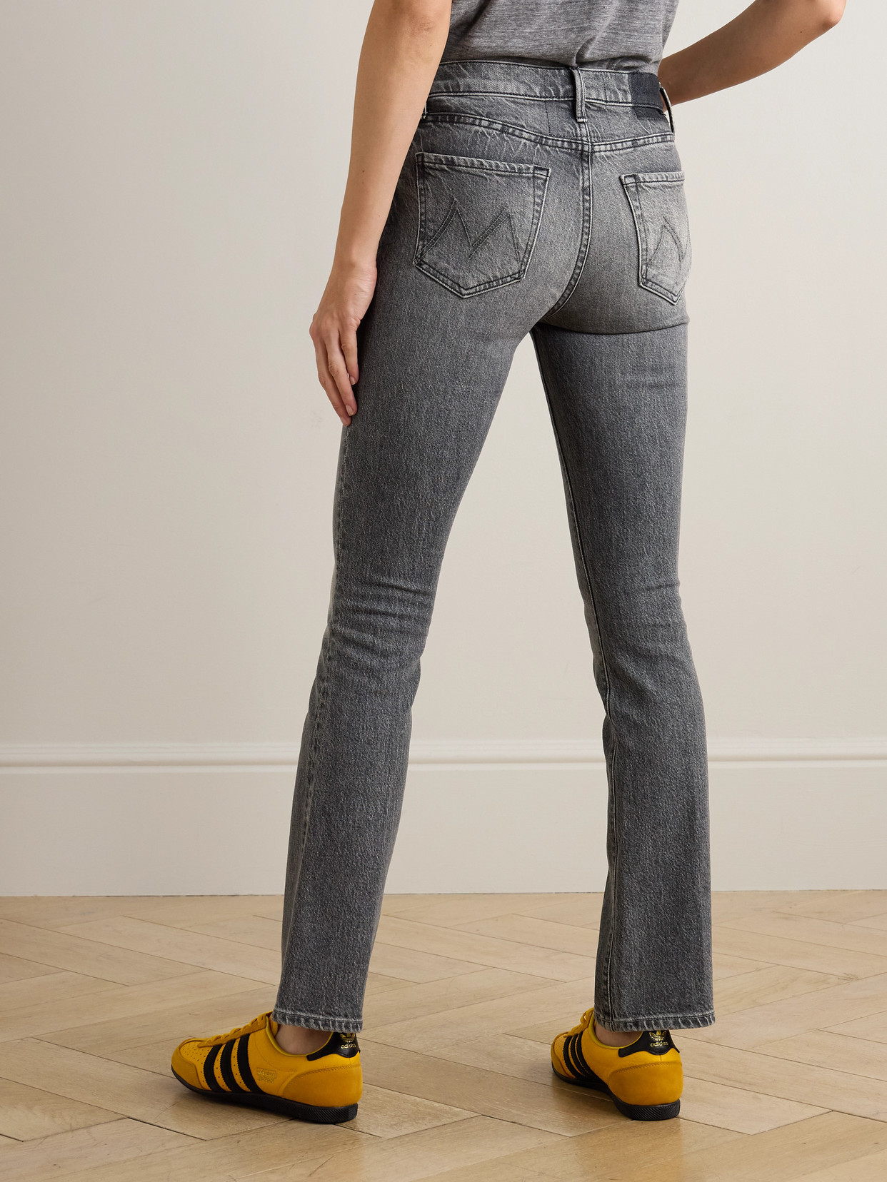 Mother The Insider Skimp High-rise Bootcut Jeans In Gray