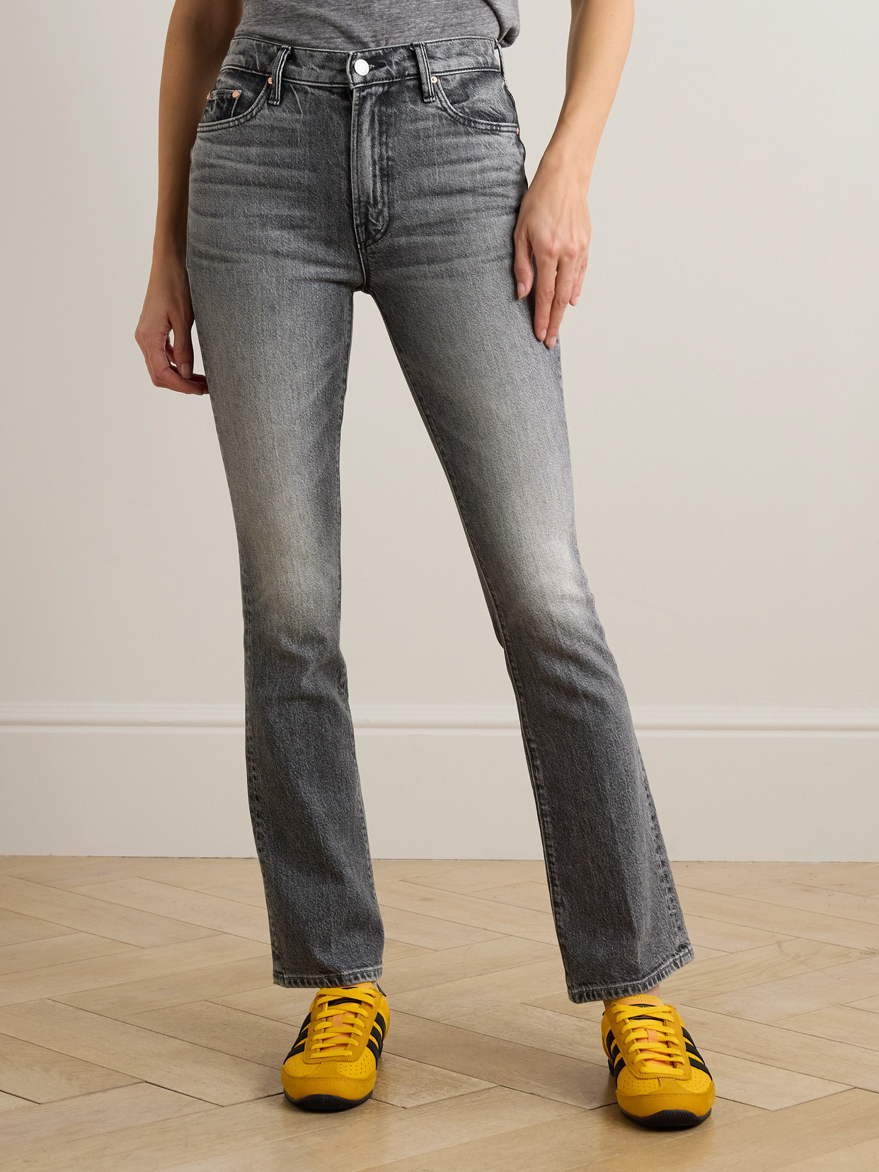 Mother The Insider Skimp High-rise Bootcut Jeans In Gray