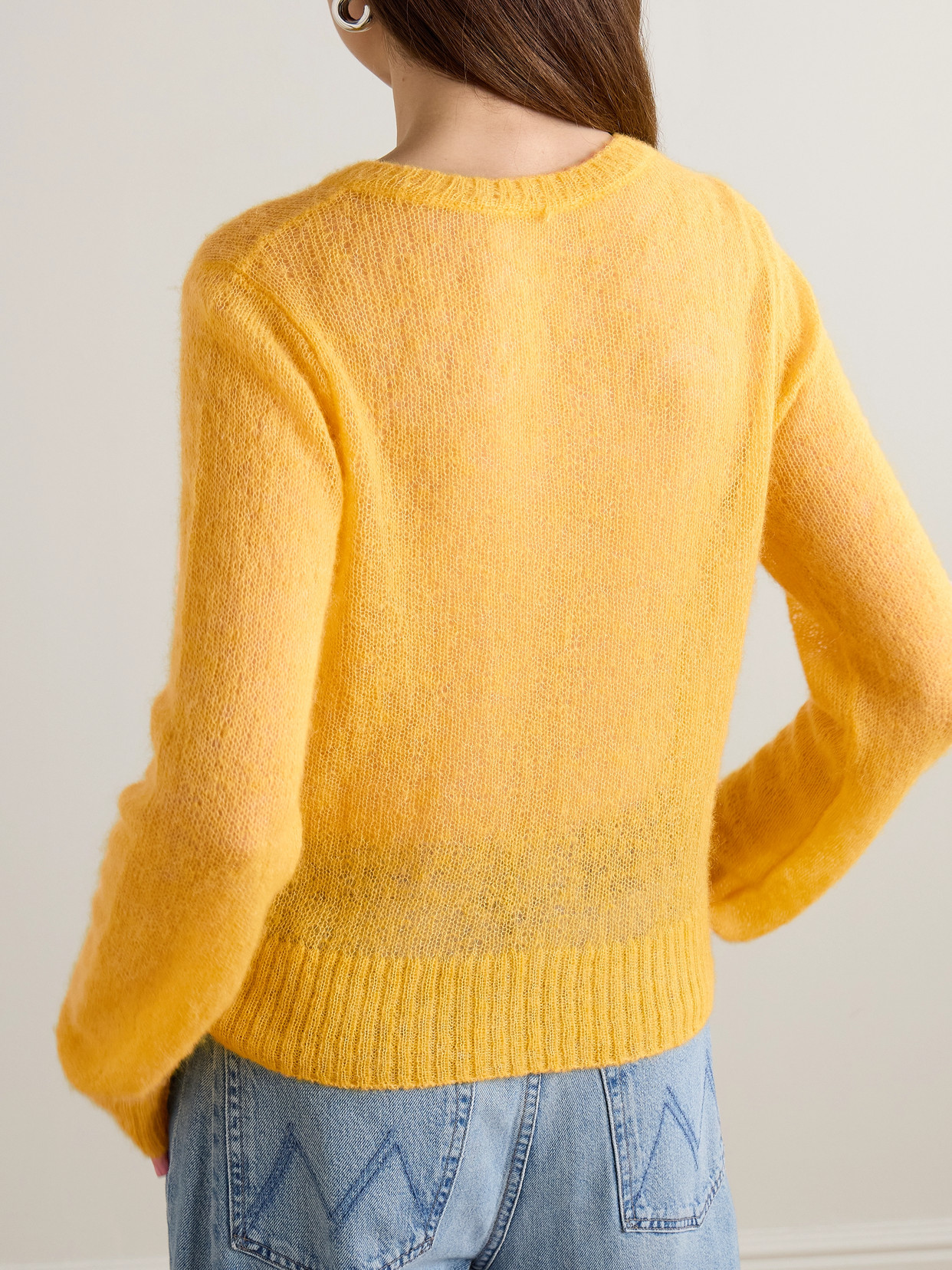 Mother Embroidered Open-knit Alpaca-blend Sweater In Orange