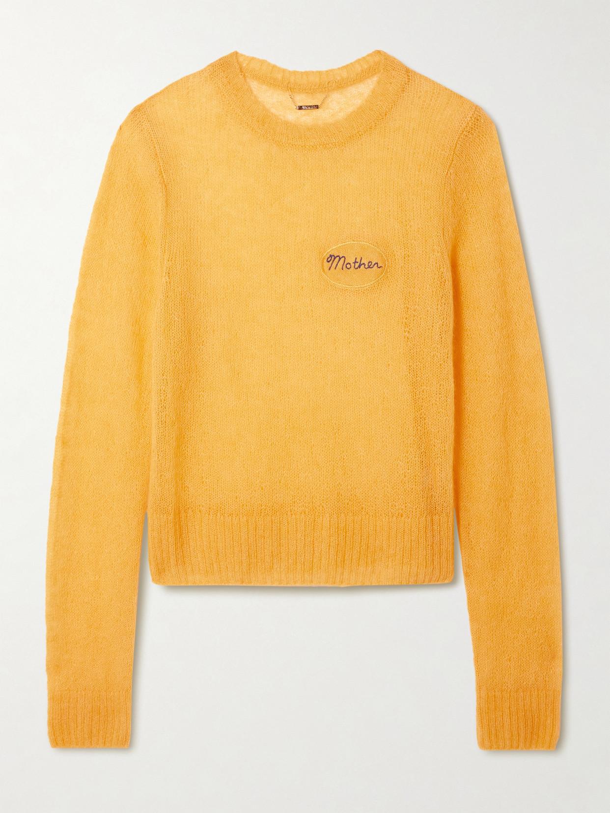 Mother Embroidered Open-knit Alpaca-blend Sweater In Orange