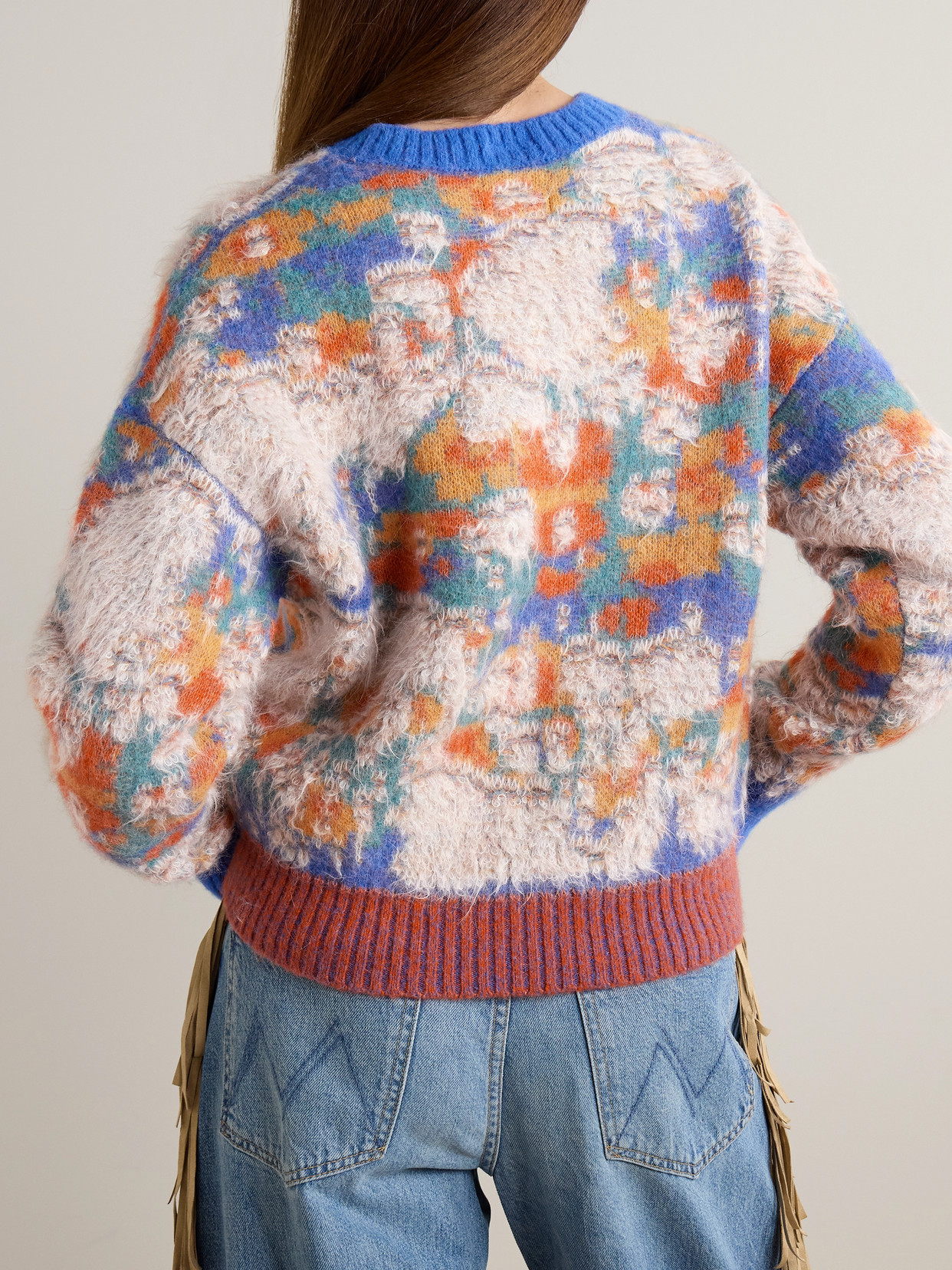 Cropped Intarsia-Knit Sweater