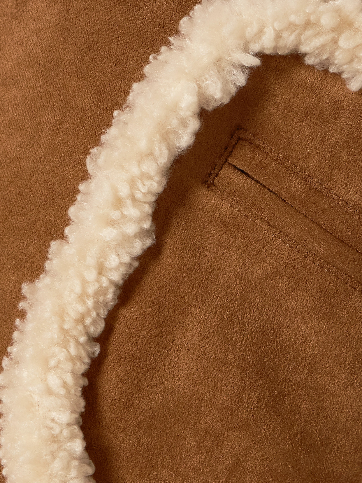 Mother The On Thin Ice Faux Suede Faux Shearling Trim Jacket In Brown