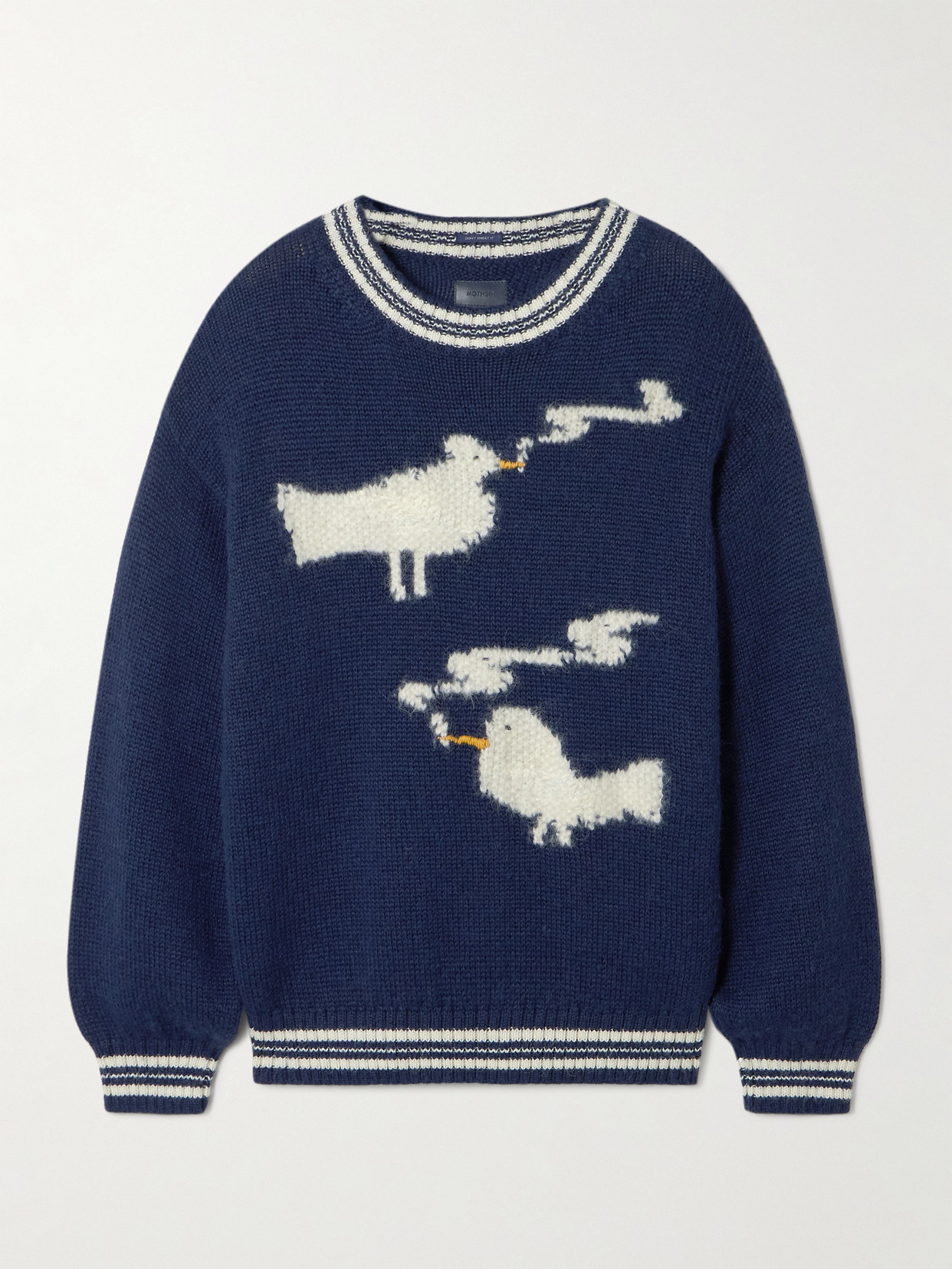 Mother Oversized Striped Intarsia-knit Sweater In Blue