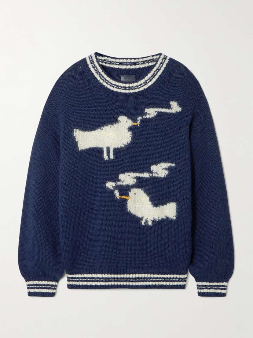 Mother Oversized Striped Intarsia-knit Sweater