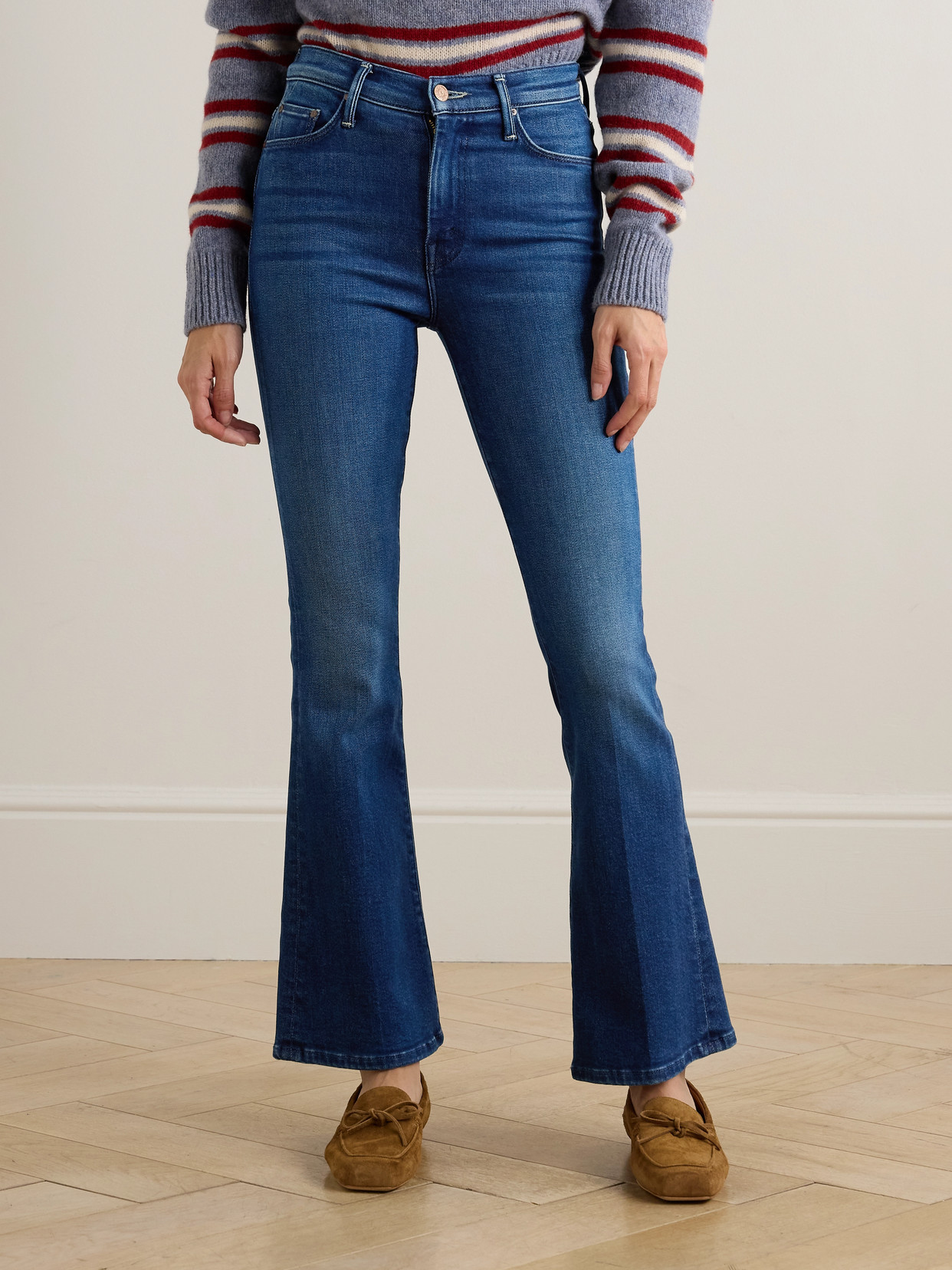 Mother The Weekender High-rise Bootcut Jeans In Blue